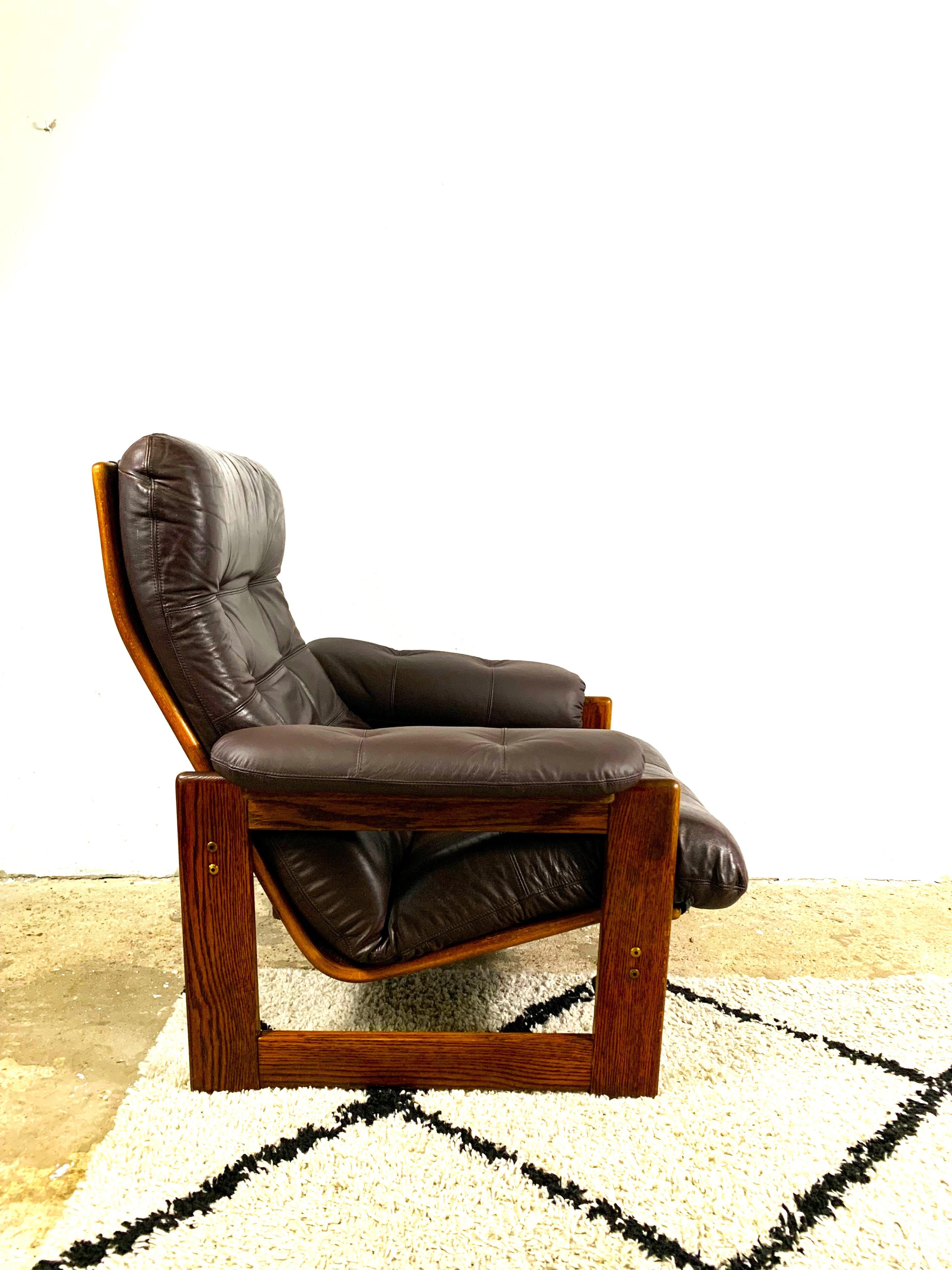 Dutch Wenge & Leather Lounge Armchair By Coja, 1981 For Sale