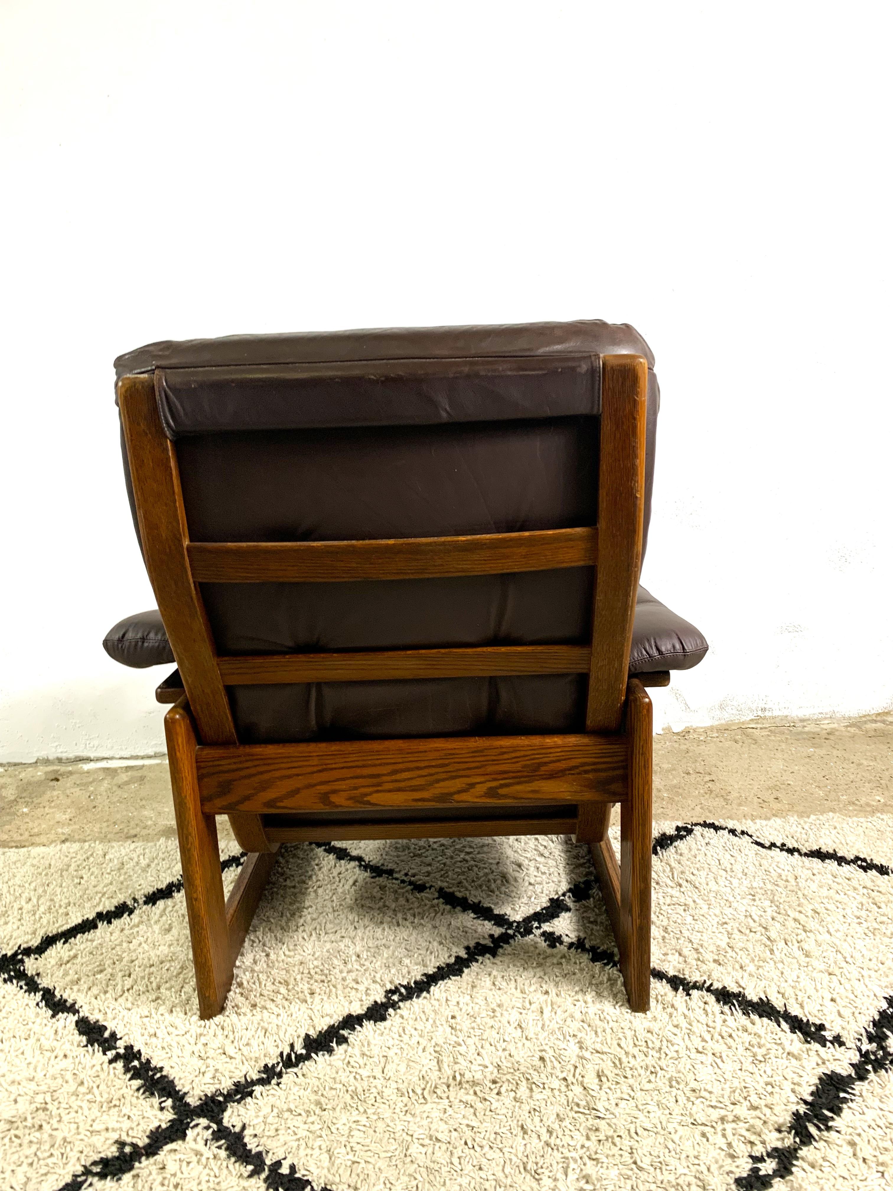 Wenge & Leather Lounge Armchair By Coja, 1981 For Sale 3