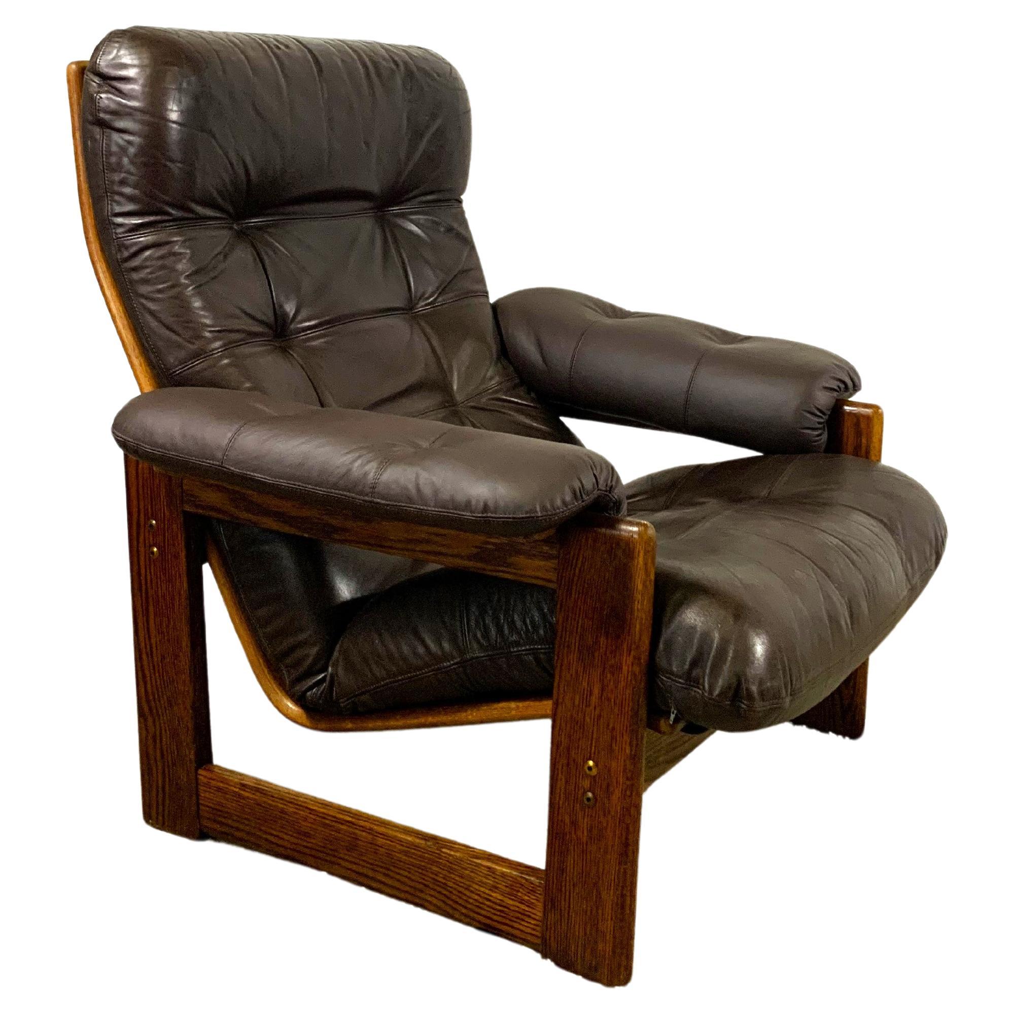 Wenge & Leather Lounge Armchair By Coja, 1981 For Sale
