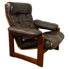 Vintage Wenge & Leather Lounge Armchair By Coja, 1981