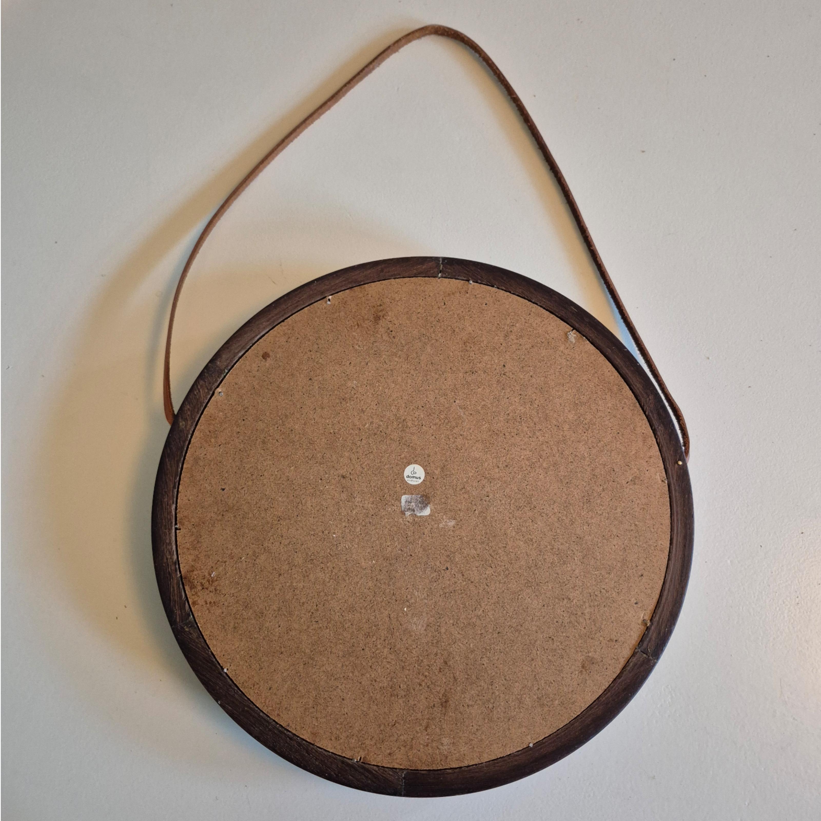 Miroir mural rond en wengé par Uno & Östen Kristiansson pour Luxus, Suède années 1960 Bon état - En vente à ECHT, NL