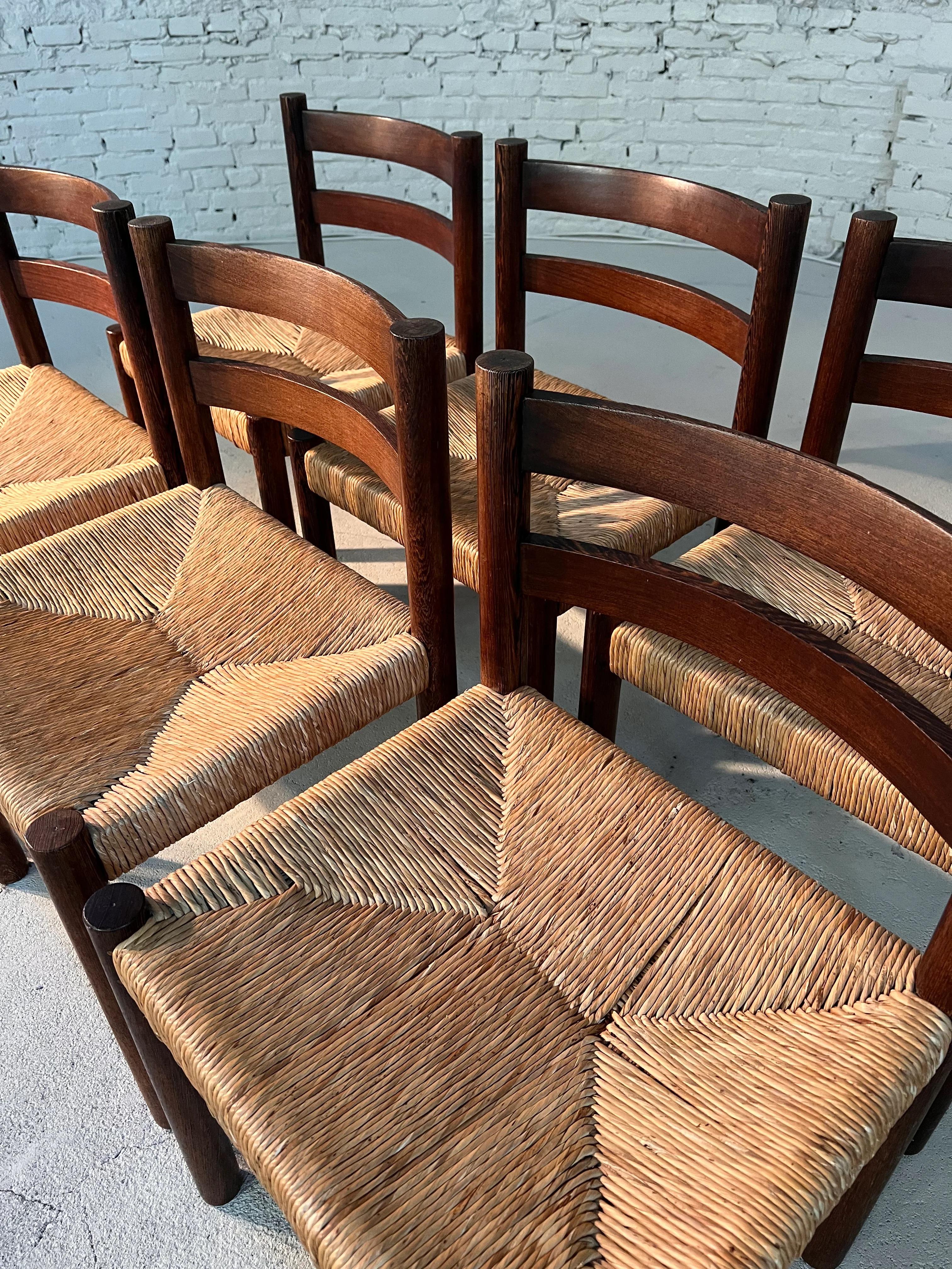 European Wengé Rush Chairs set of 6 For Sale