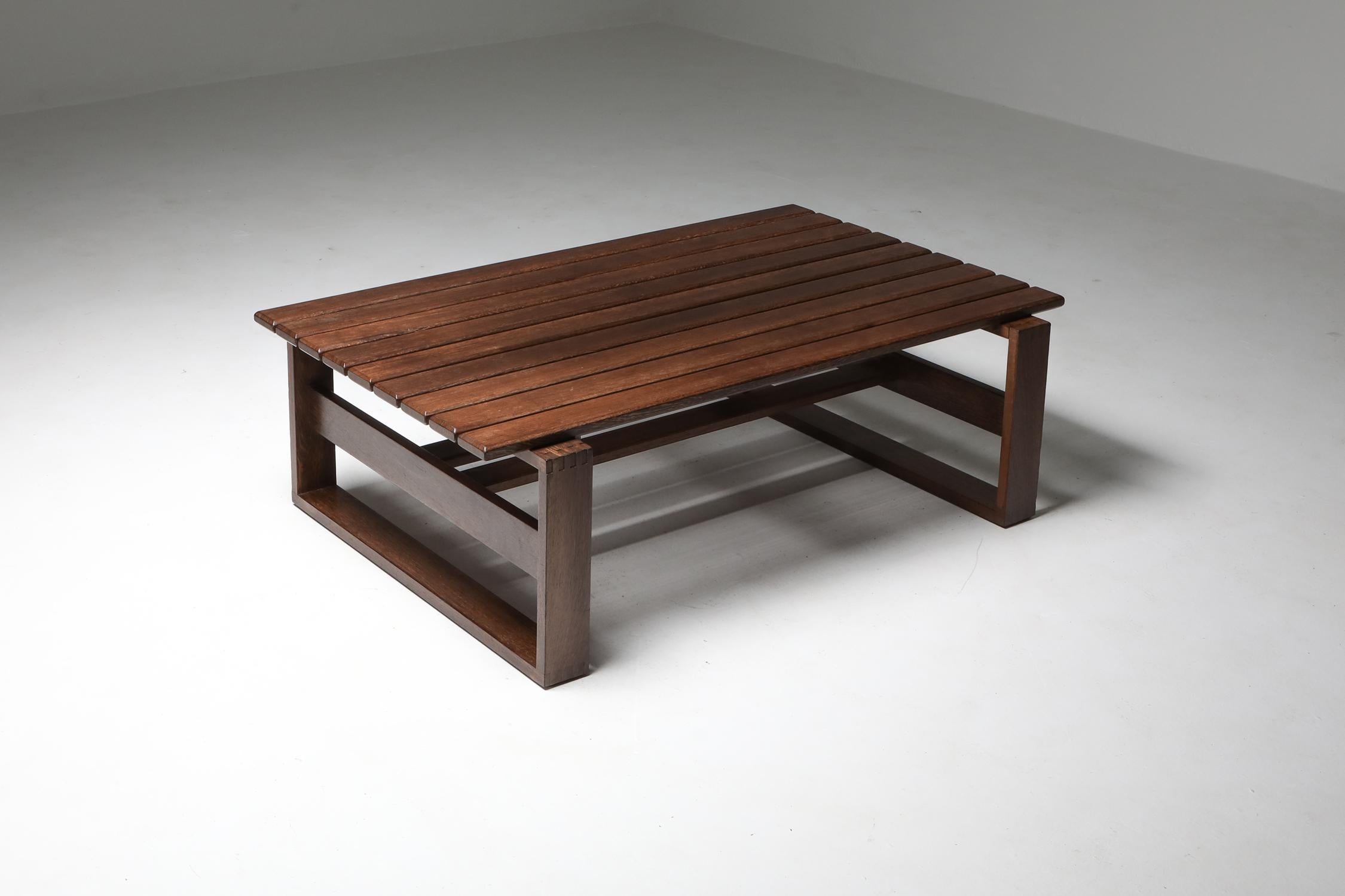 Dutch Wengé Slatted Bench or Coffee Table For Sale