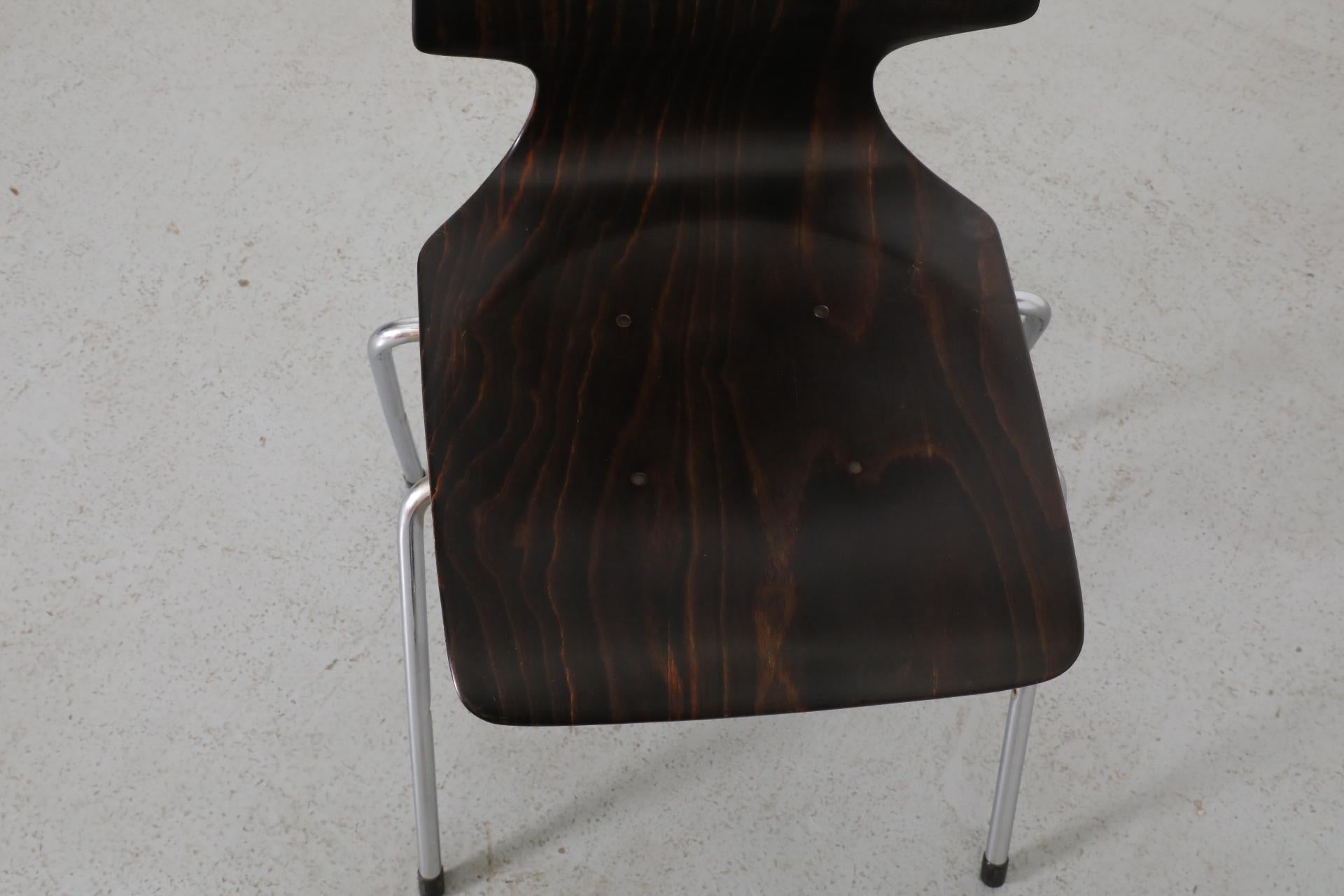Wenge Toned Wingback Stacking Chair by Pagholz Flötotto, 1970's 3