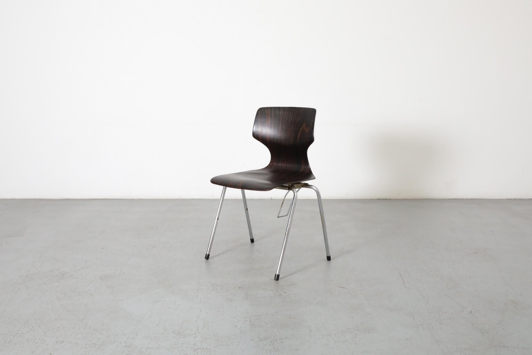 Mid-Century Modern Wenge Toned Wingback Stacking Chair by Pagholz Flötotto, 1970's