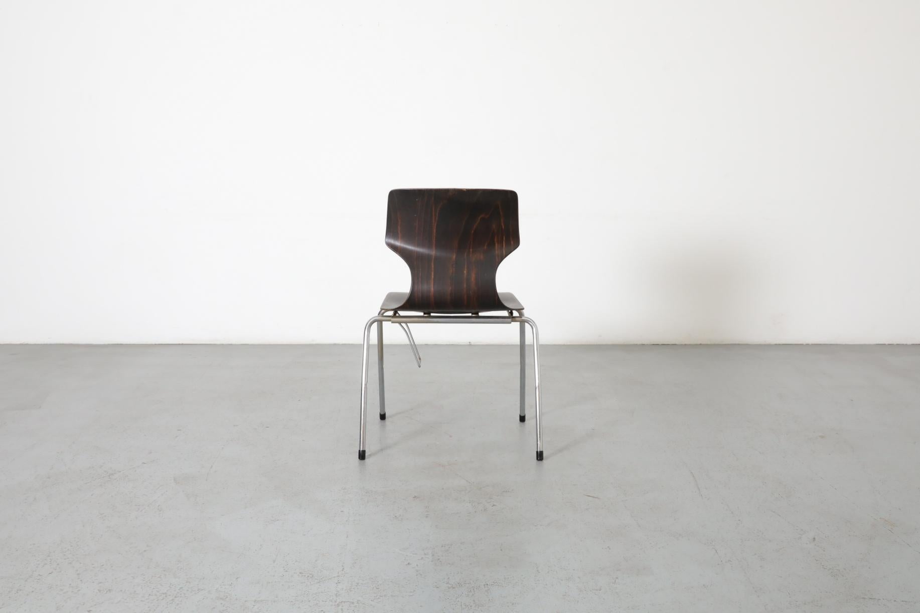 20th Century Wenge Toned Wingback Stacking Chair by Pagholz Flötotto, 1970's