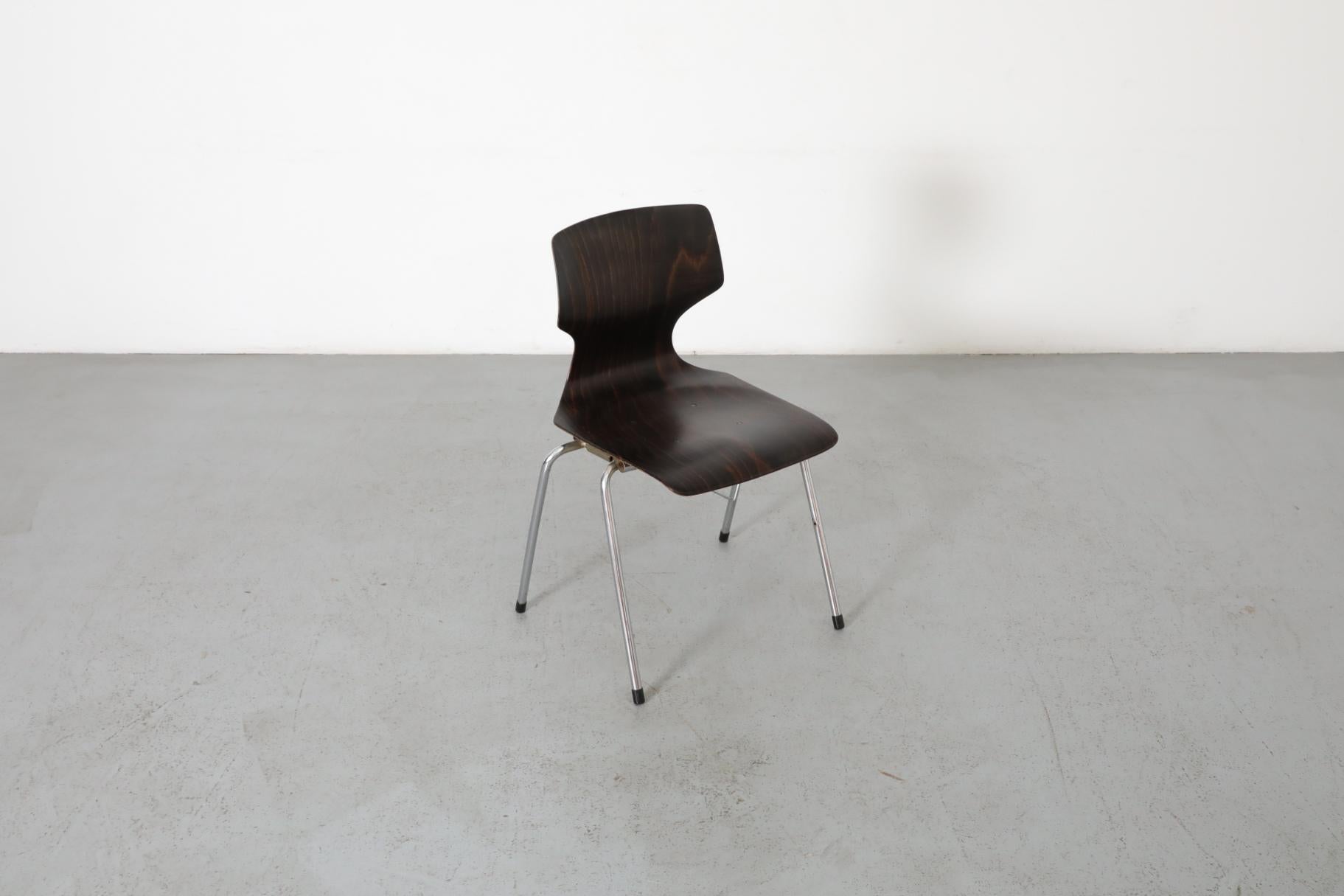Chrome Wenge Toned Wingback Stacking Chair by Pagholz Flötotto, 1970's