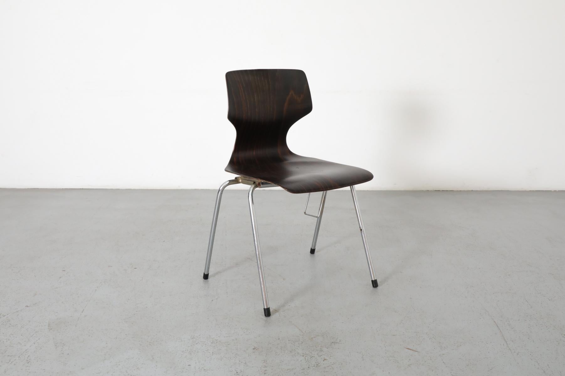Wenge Toned Wingback Stacking Chair by Pagholz Flötotto, 1970's 1