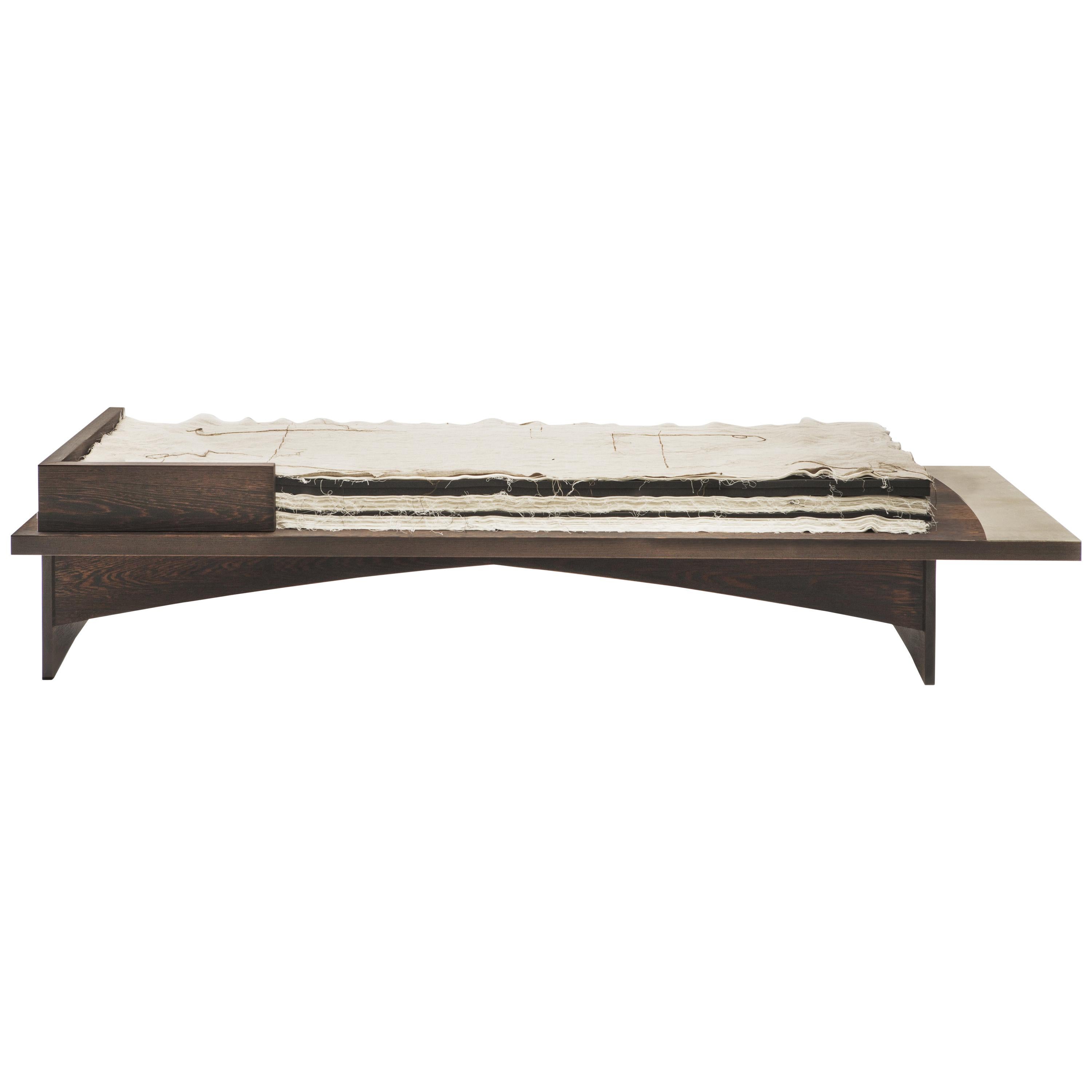 Wenge Wood and Linen Bed Branda Designed by Antonio Aricò and Serienumerica For Sale