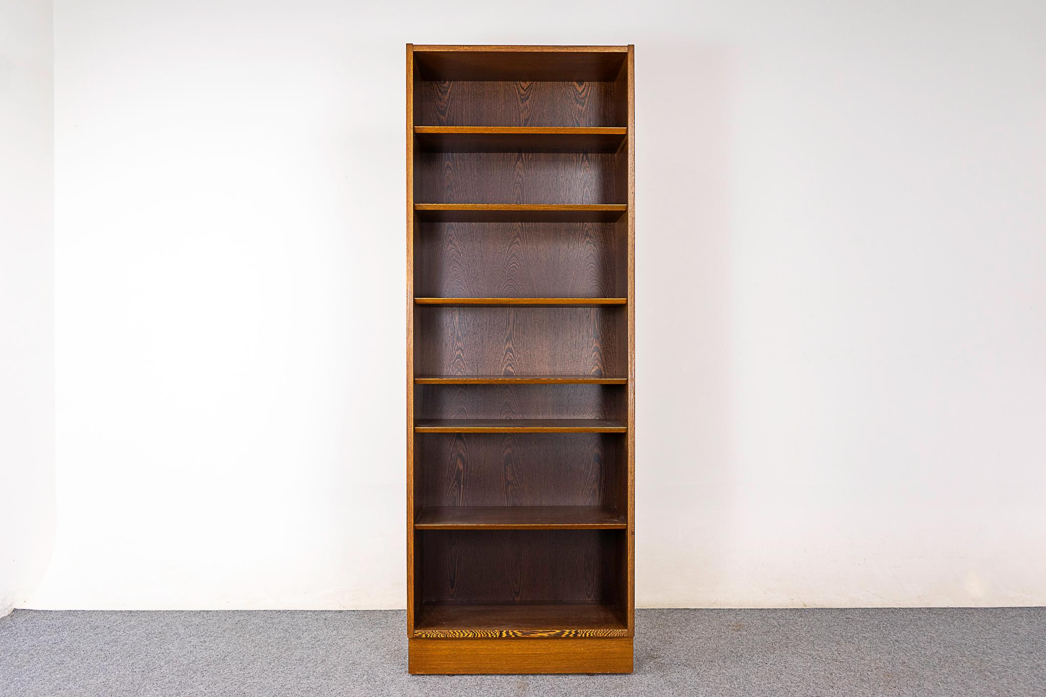 Wenge wood Danish bookcase by Hundevad circa 1960's. Robust, quality height adjustable bevel edged shelves. Makers mark intact. 