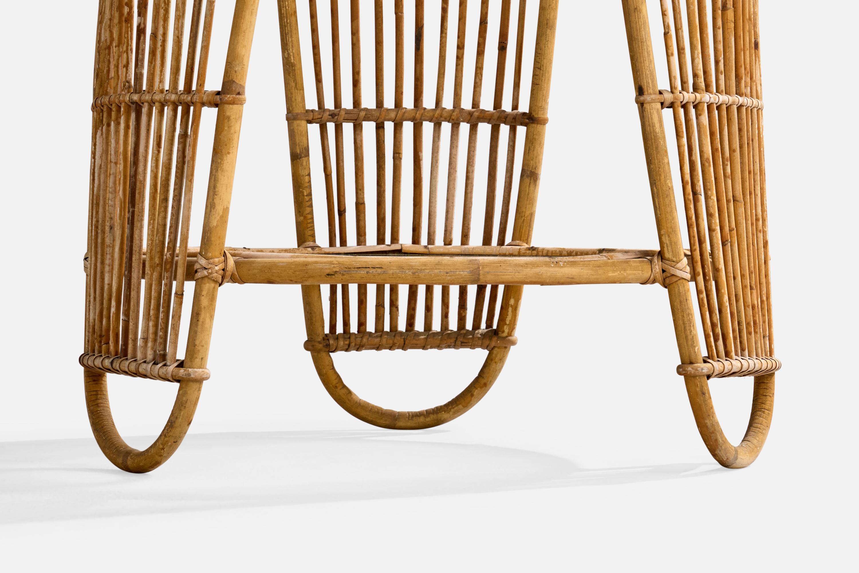 Wengler Attribution, Side Table, Bamboo, Rattan, Glass, Denmark, 1950s For Sale 3