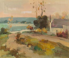 Wenhua Shi Landscape Original Oil On Canvas "Childhood Memories" (Souvenirs d'enfance)