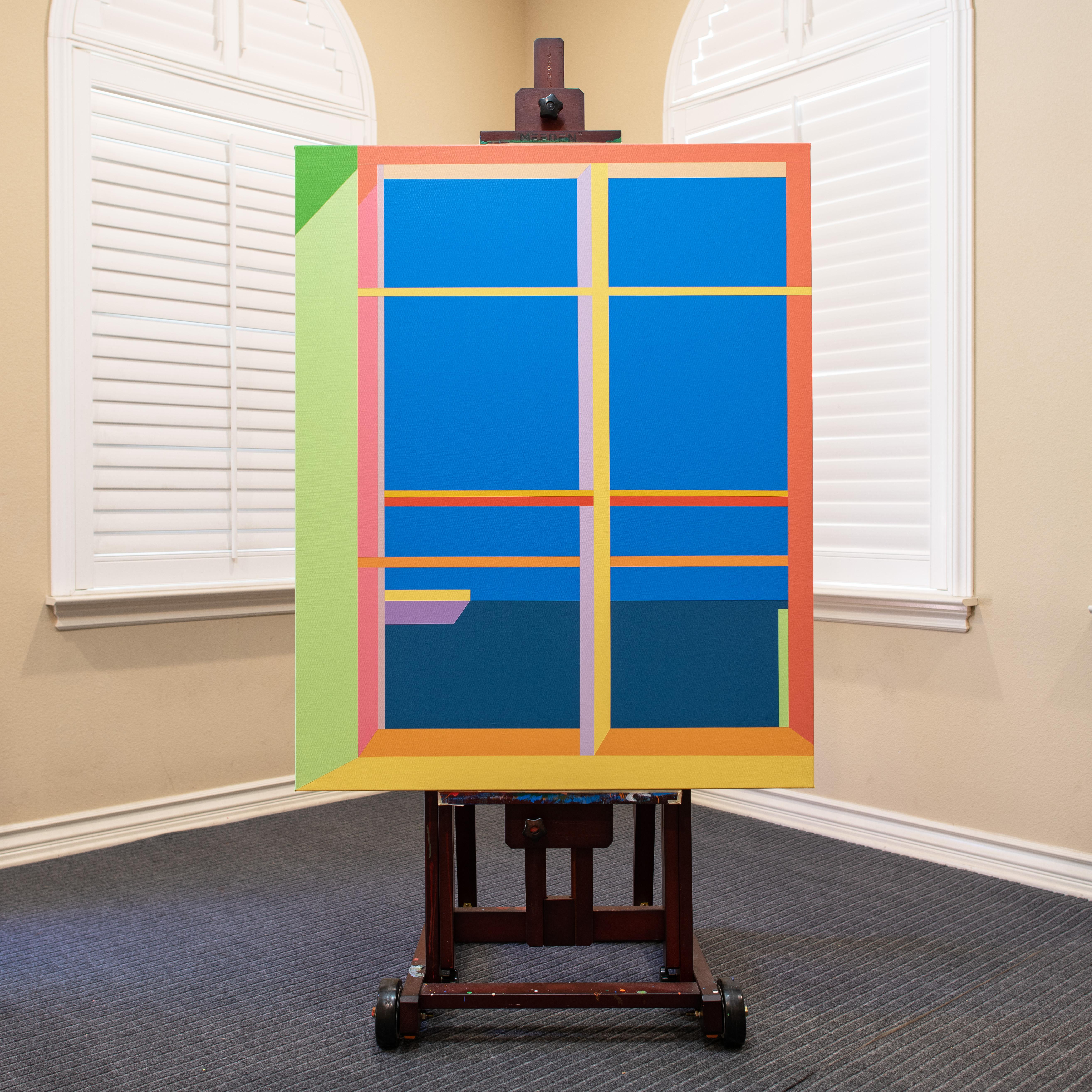 <p>Artist Comments<br>Modern and minimal styles gracefully work together in artist Wenjie Jin's fascinating display. She pictures an inviting window in solid shades of blue, pink, yellow, and green. 