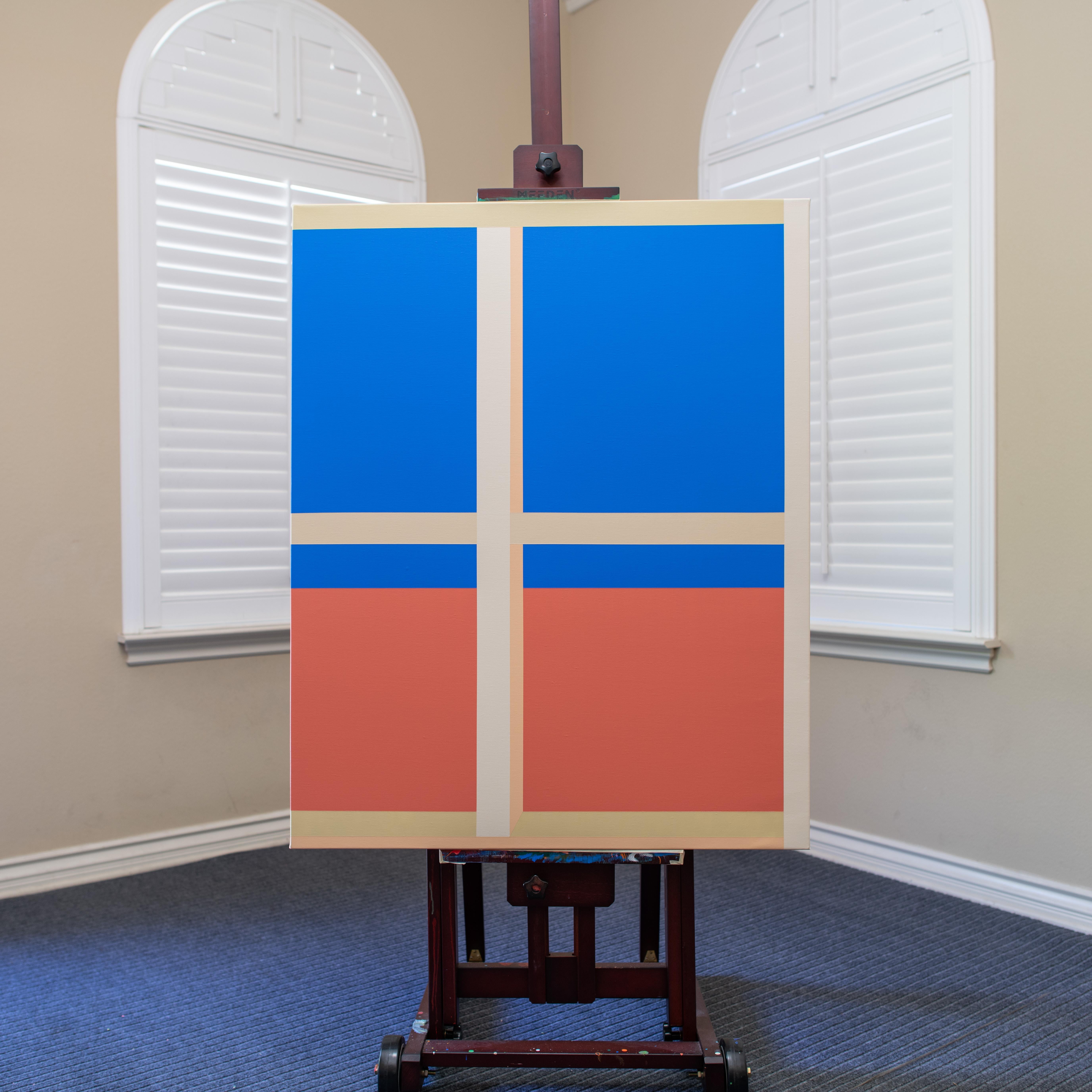 Window41, Original Painting - Blue Interior Painting by Wenjie Jin