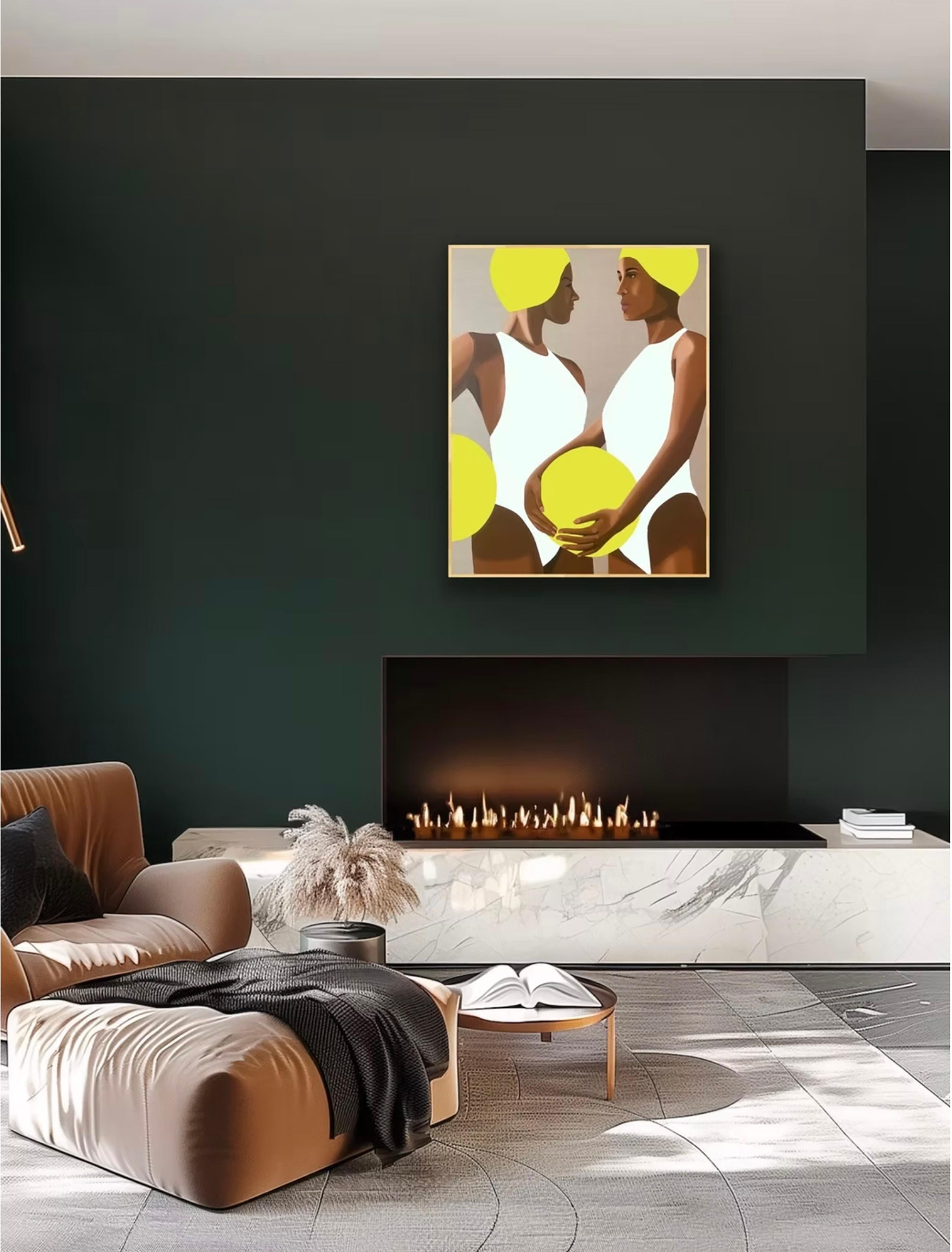 2 Beachballers - Acryl und Öl auf Leinwand im Angebot 7