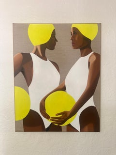 2 Beachballers - acrylic and oil on canvas