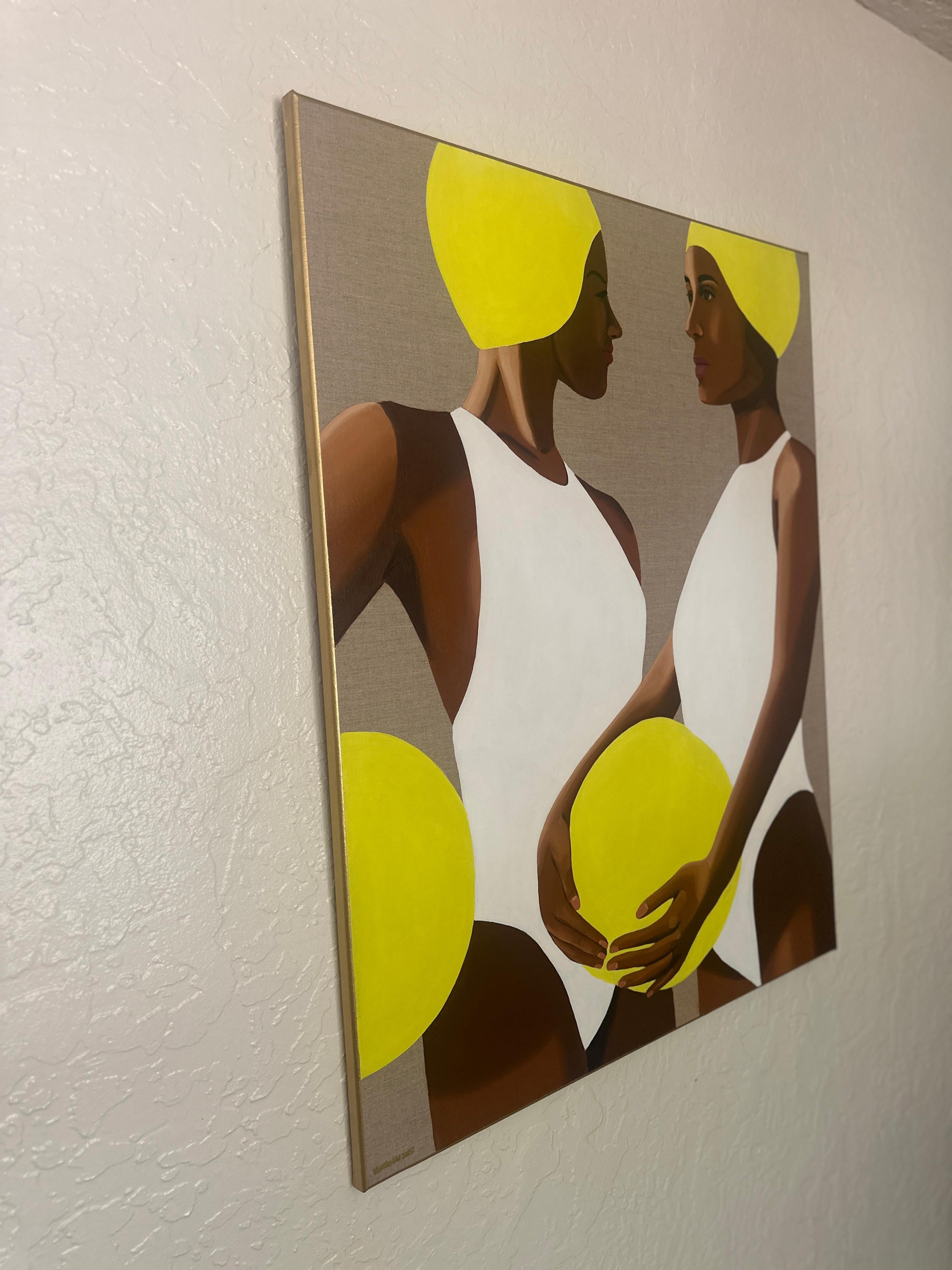 2 Beachballers - Acryl und Öl auf Leinwand (Zeitgenössisch), Painting, von Wenke Uhl