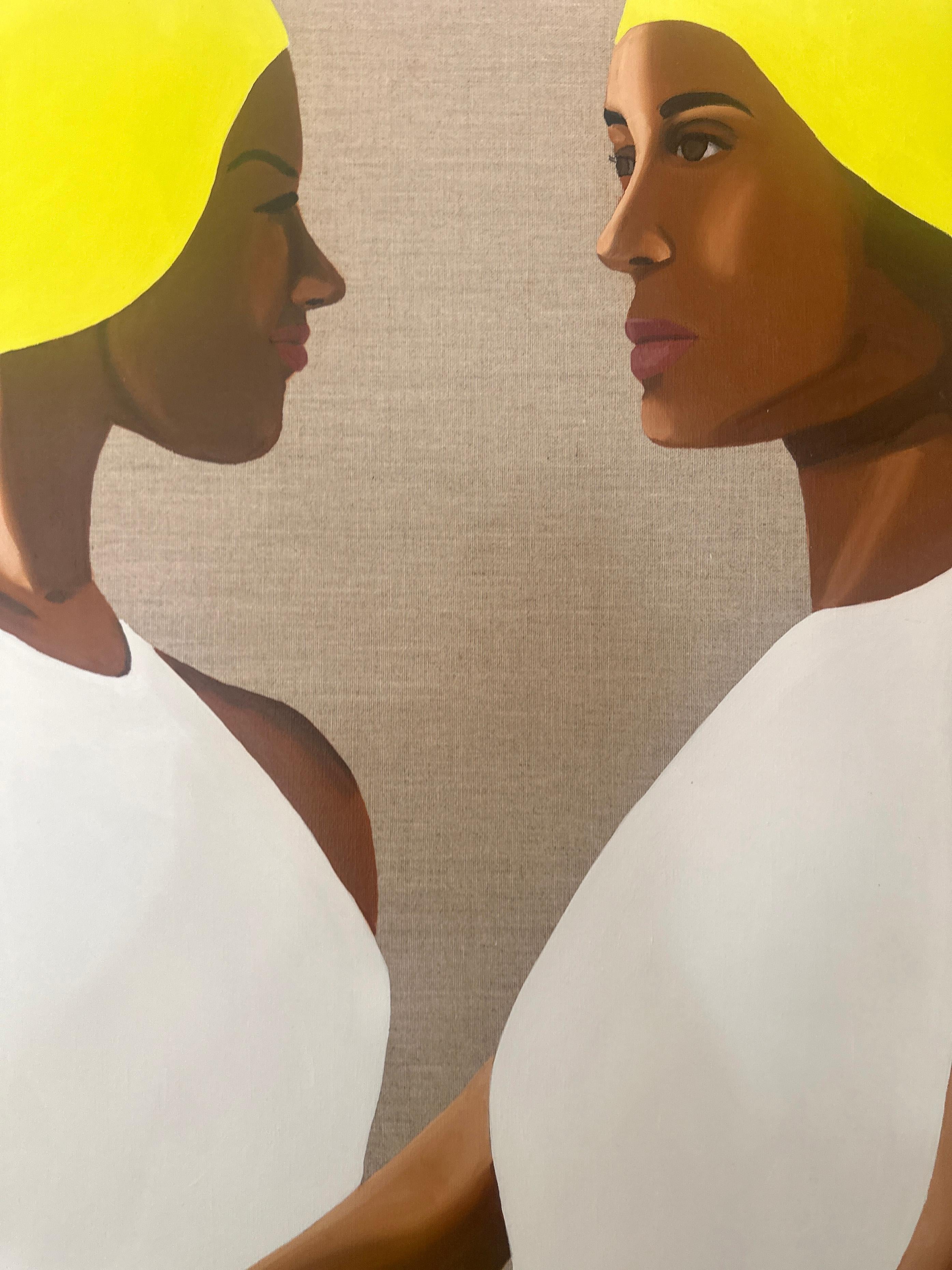 2 Beachballers - Acryl und Öl auf Leinwand im Angebot 1