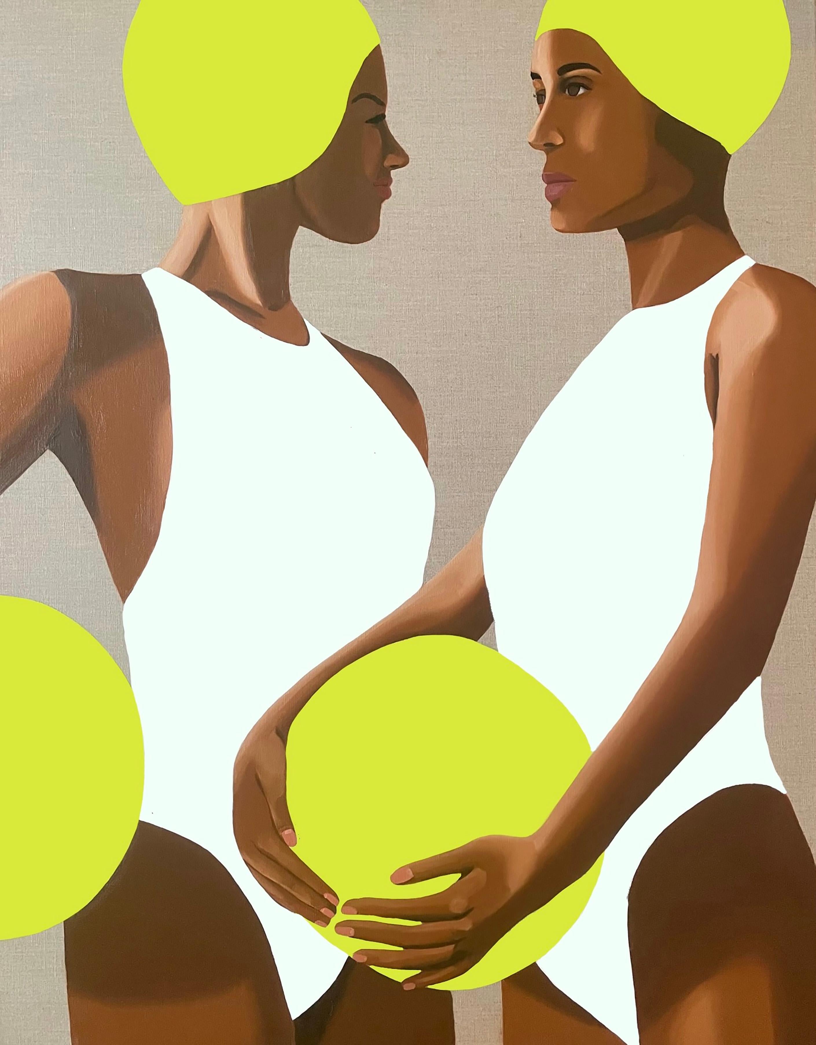 2 Beachballers - acrylic and oil on canvas