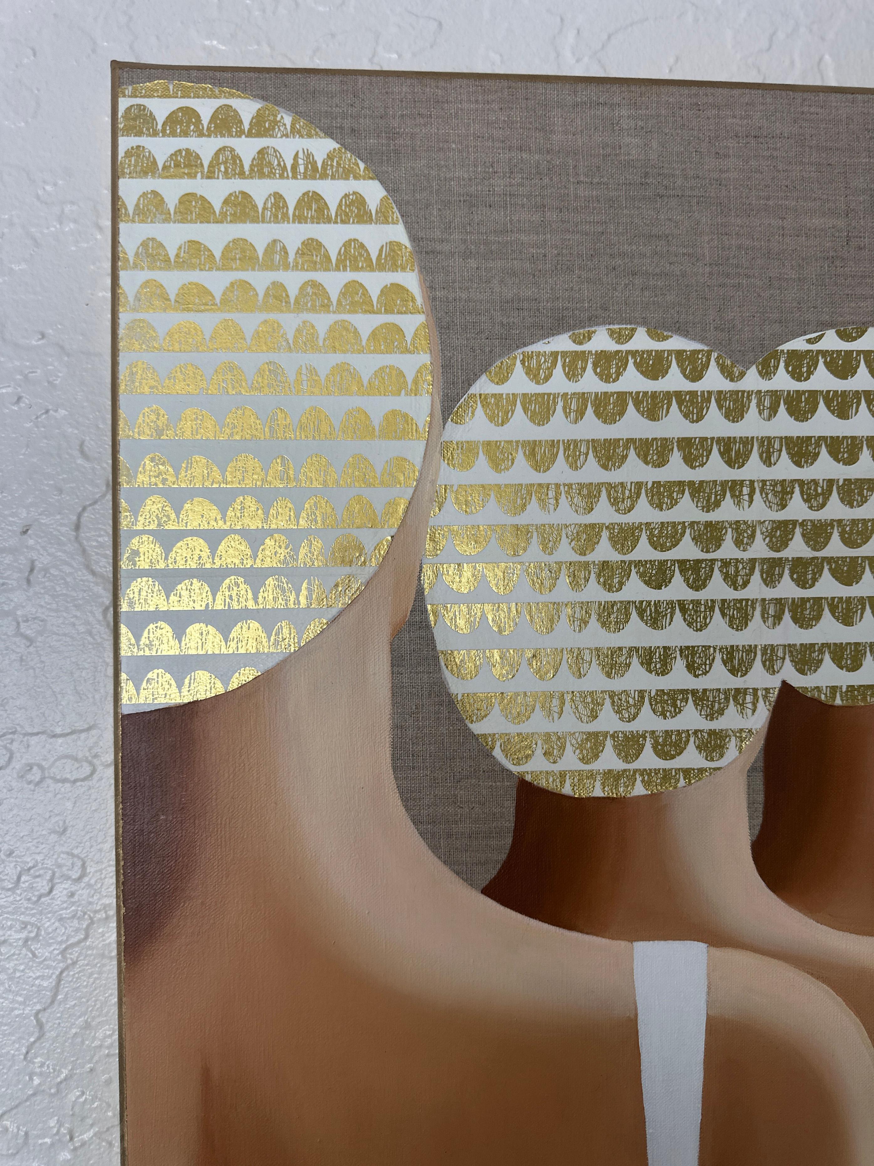 4 Swimmers on the Beach (Braun), Figurative Painting, von Wenke Uhl