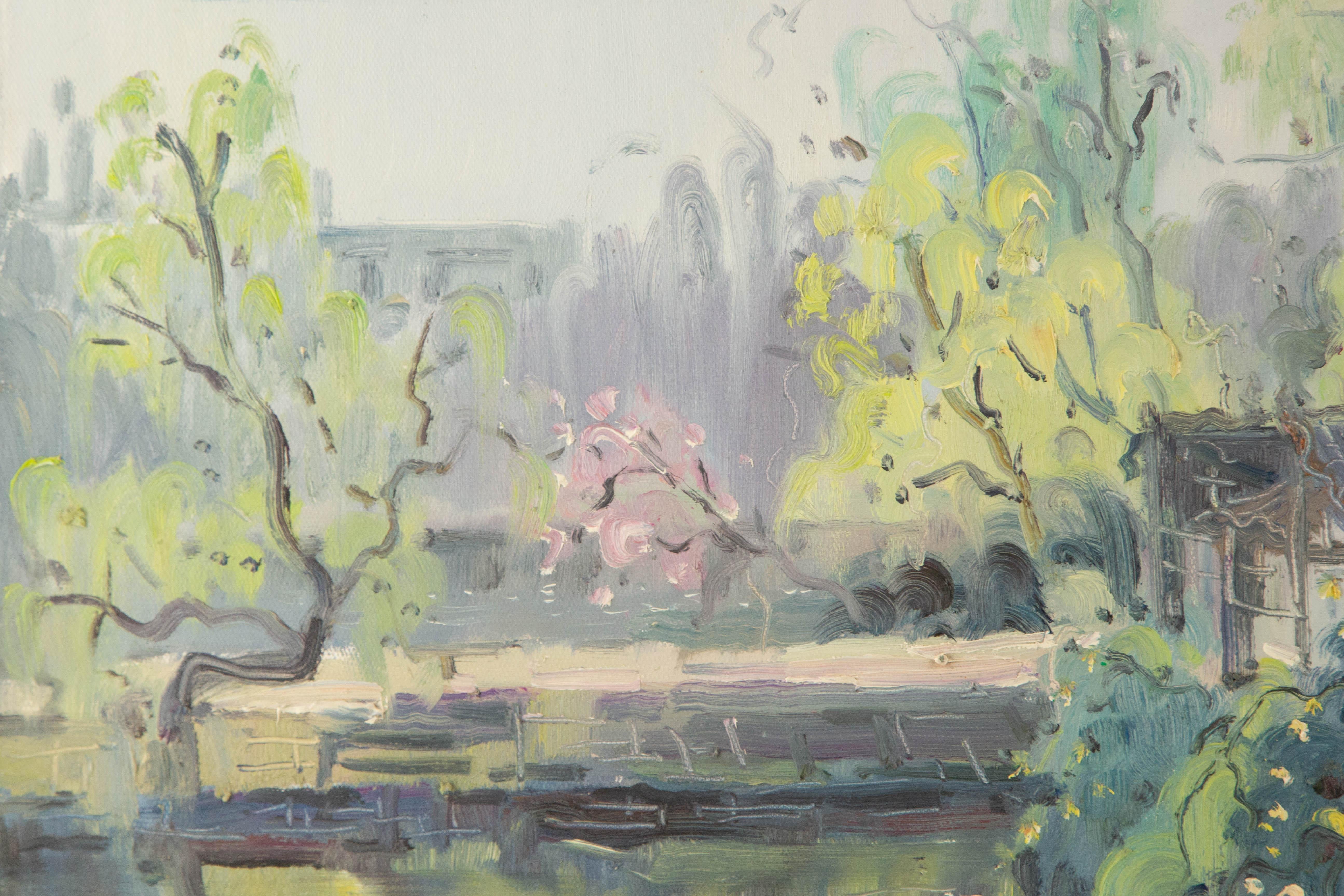 Wenxue Hong Landscape Original Oil On Canvas 