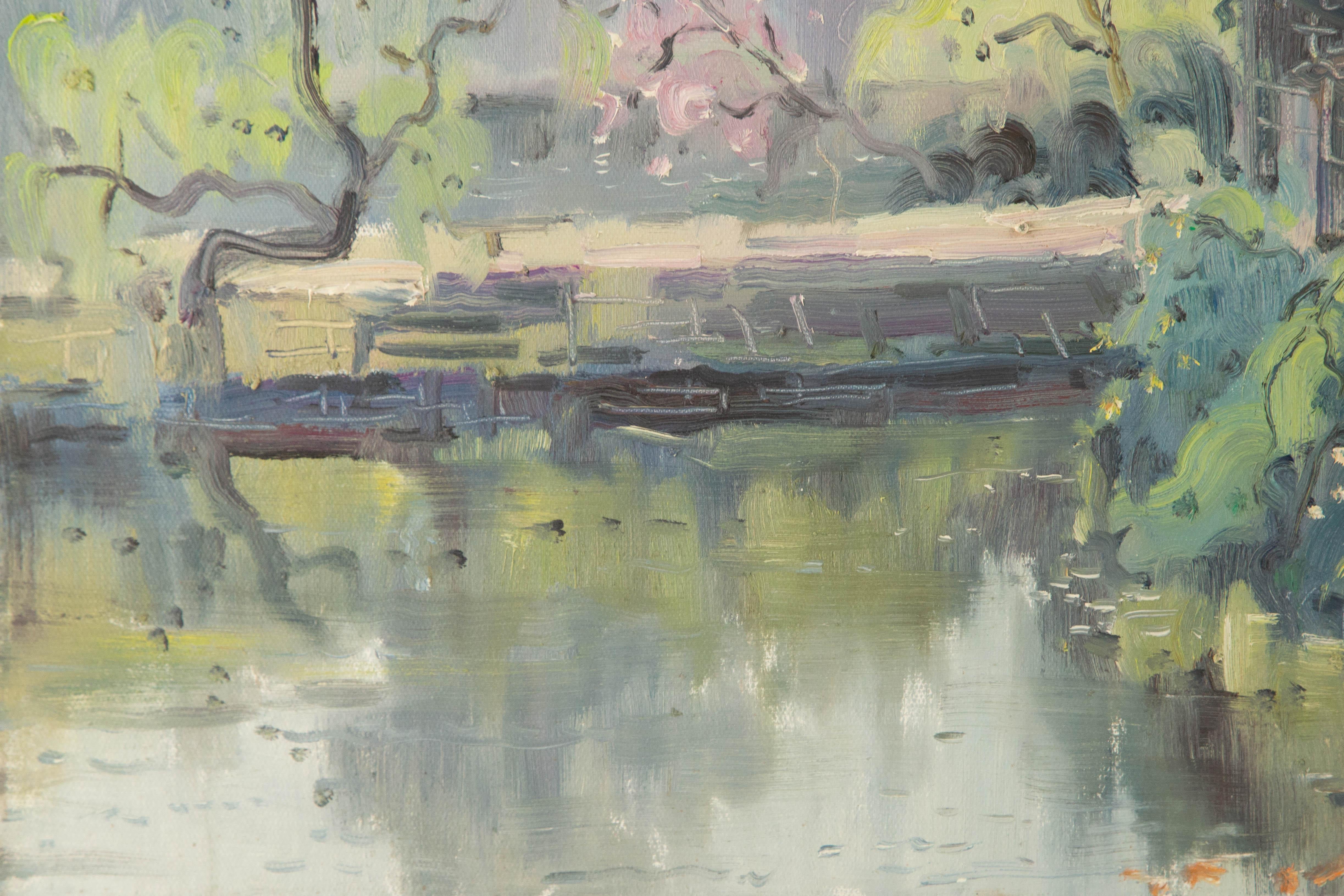 Wenxue Hong Landscape Original Oil On Canvas 