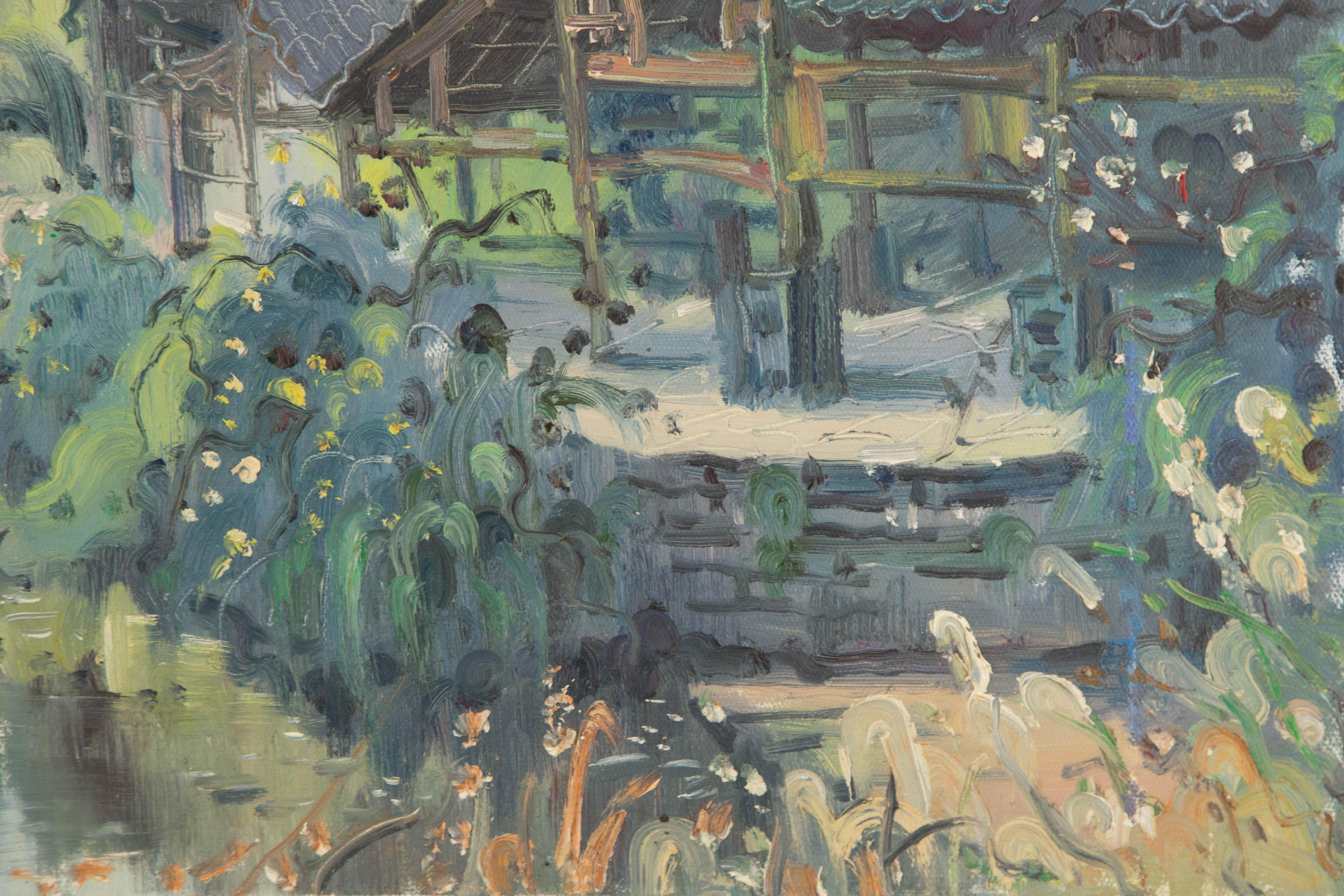 Wenxue Hong Landscape Original Oil On Canvas 