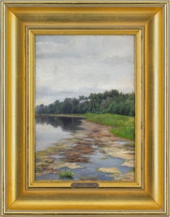 Antique Wenzel Tornøe, Study Of A Lake 
Wood