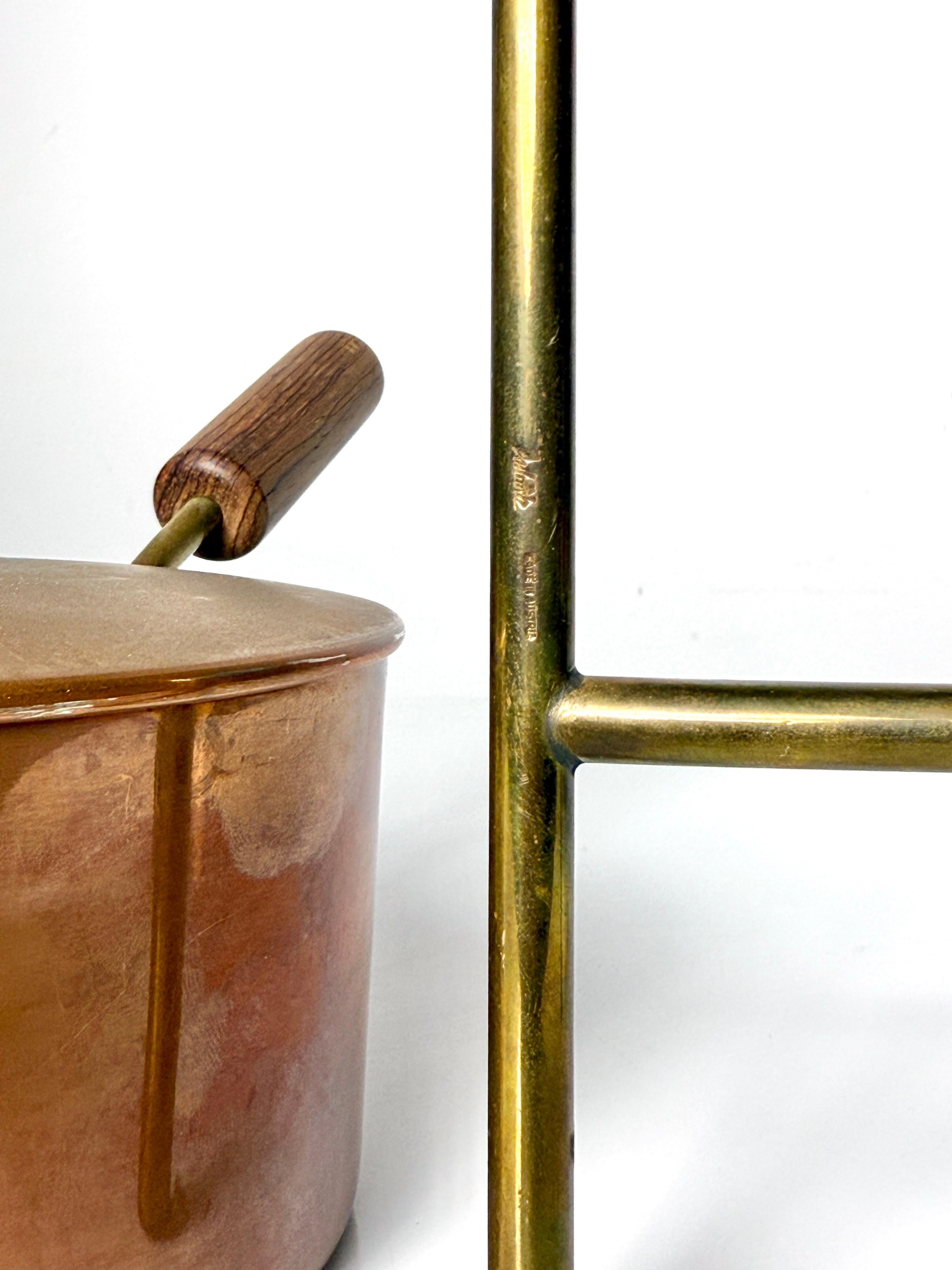 Werkstätte Carl Auböck II Fondue Pot and Burner Set in Copper and Brass 1950s For Sale 4