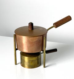 Werkstätte Carl Auböck II Fondue Pot and Burner Set in Copper and Brass 1950s