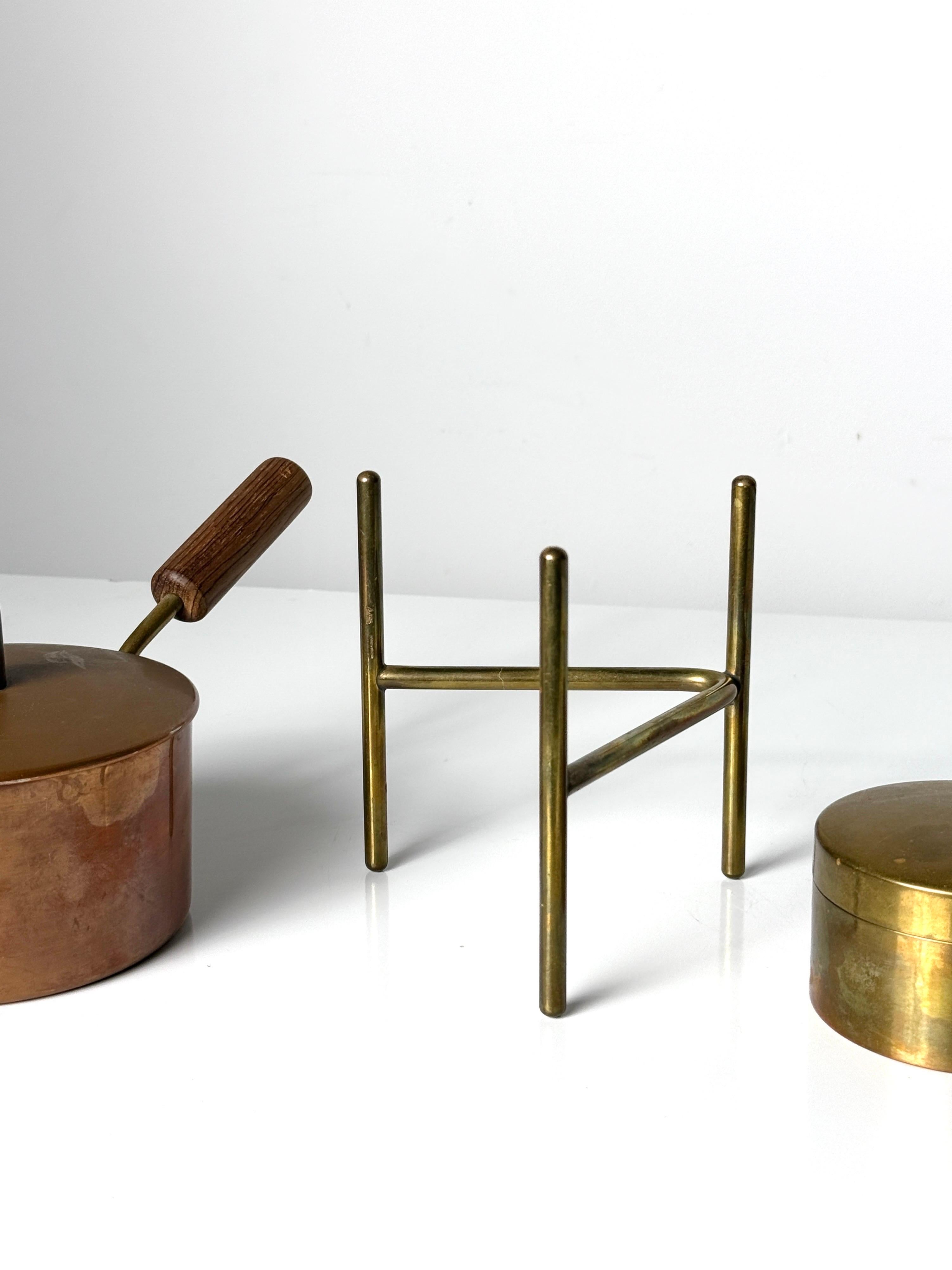 Werkstätte Carl Auböck II Fondue Pot and Burner Set in Copper and Brass 1950s For Sale 1