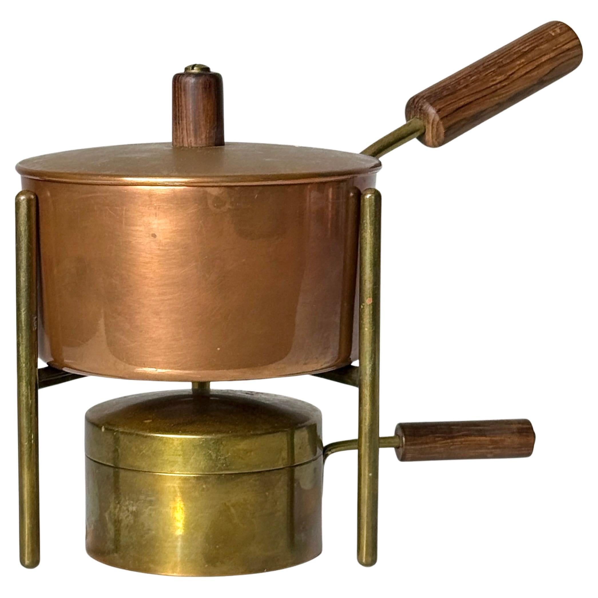 Werkstätte Carl Auböck II Fondue Pot and Burner Set in Copper and Brass 1950s For Sale