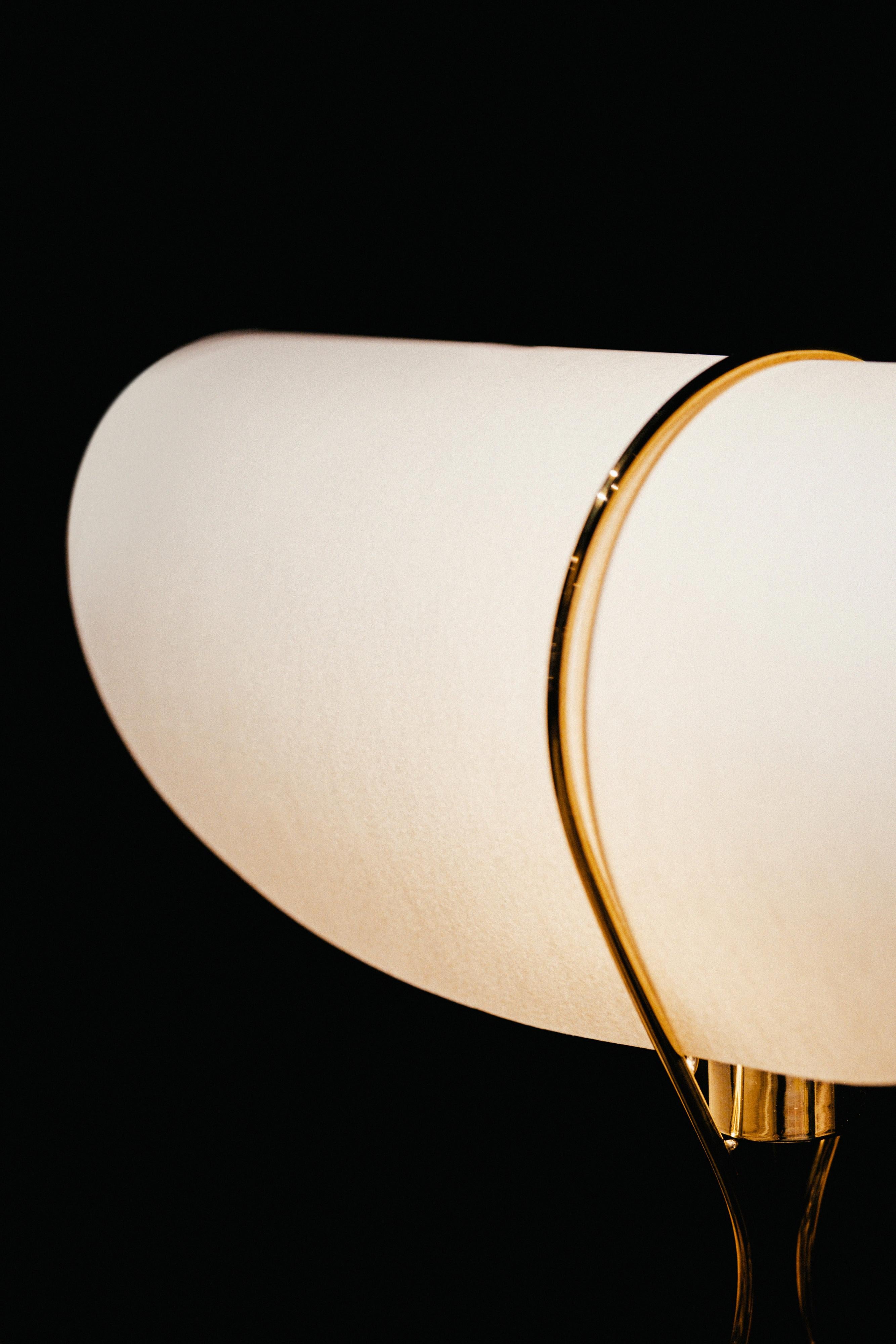 Mid-Century Modern Werkstätte Carl Auböck 'Nun' Brass Table Lamp With Paper Shade For Sale