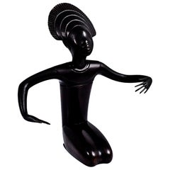 Werkstätte Hagenauer African Priestess, circa 1950, Precious Wood, Brass, Marked