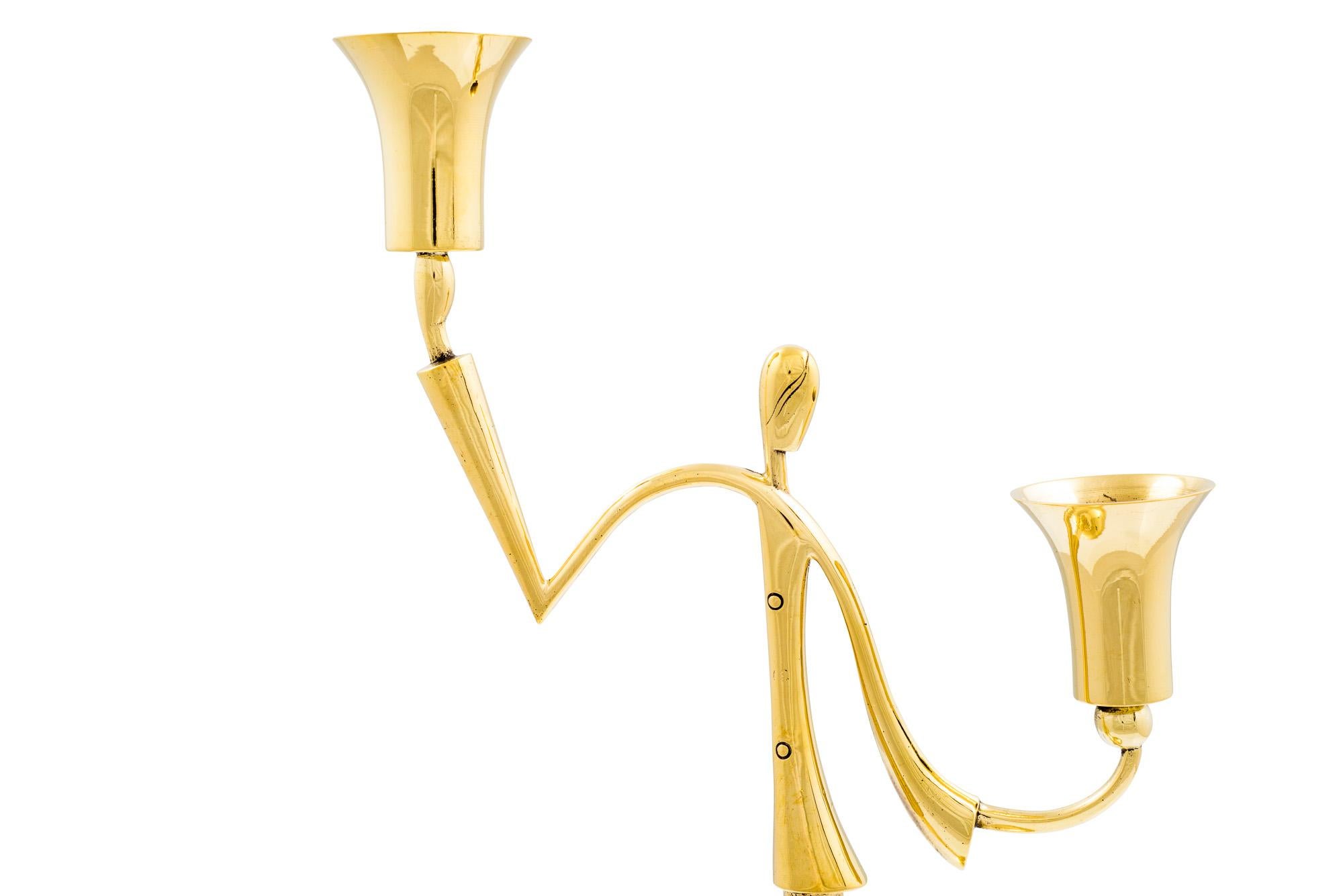 Austrian Werkstatte Hagenauer Figural Candlestick circa 1928 Brass Art Deco For Sale