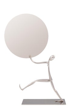 Werkstätte Hagenauer Large Table Mirror Female Clown, circa 1930 Brass