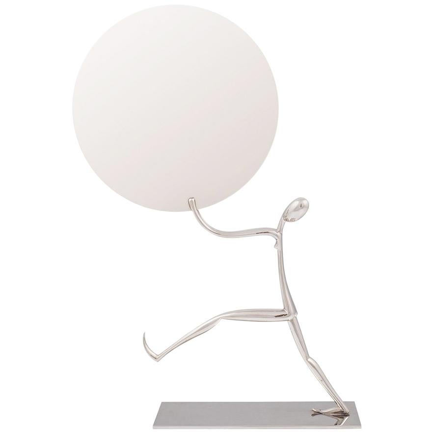 Werkstätte Hagenauer Large Table Mirror Female Clown, circa 1930 Brass For Sale