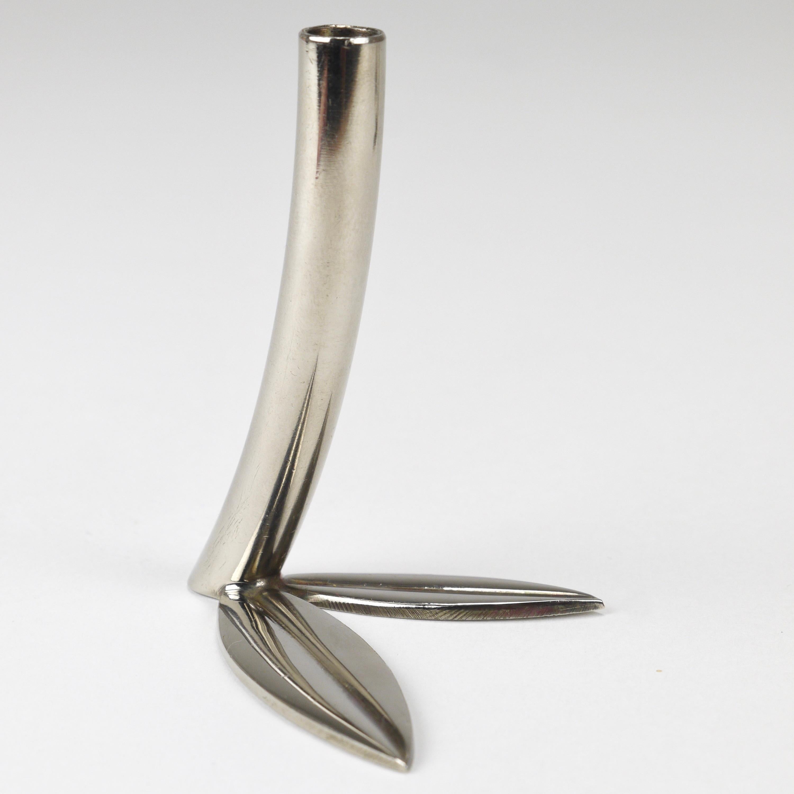 Werkstätte Hagenauer Up to 6 Soliflore Leaf Vases, Brass & Nickel, Vienna, 1960s For Sale 15