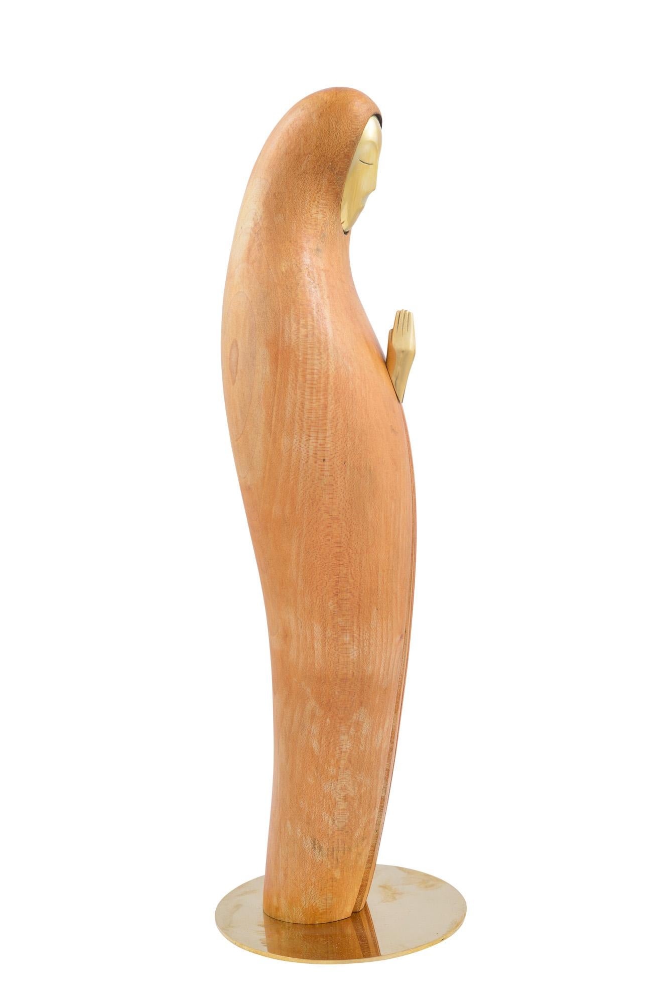 Mid-20th Century Werkstatte Hagenauer Vienna Lady Wood and Brass circa 1940 Austrian Art Deco For Sale