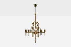 Werkstätte Hagenauer Wien, Chandelier, Brass, Austria, 1950s