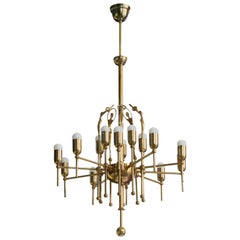 Werkstätte Hagenauer Wien, Chandelier, Brass, Austria, 1950s
