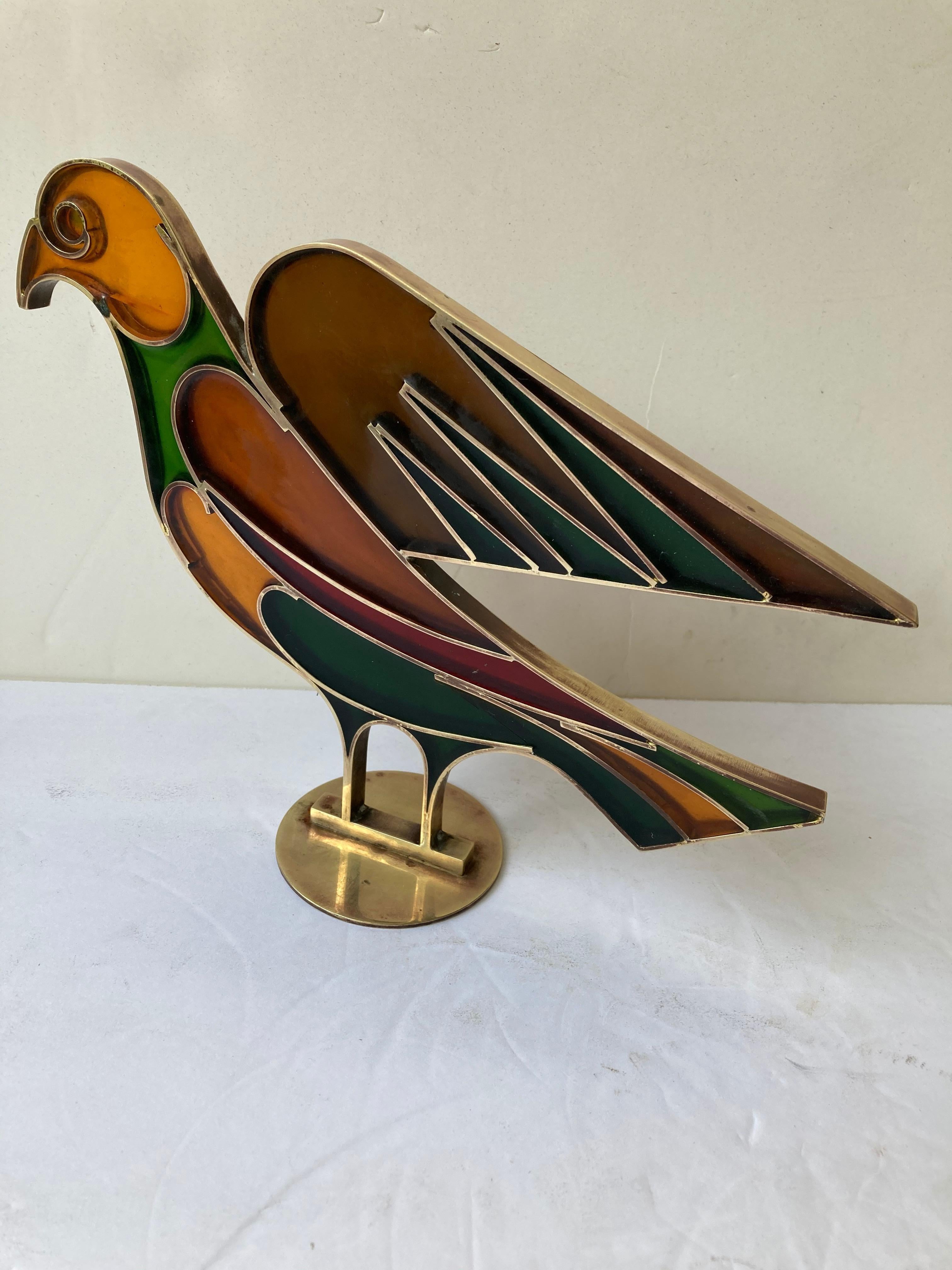 Very stylized dove/bird in brass and resin for the WHW studio. Designed by Franz Hagenauer, circa 1940s-1950s. Signed in bottom. (Hagenauer, Vienna, hand work, made in Austria).