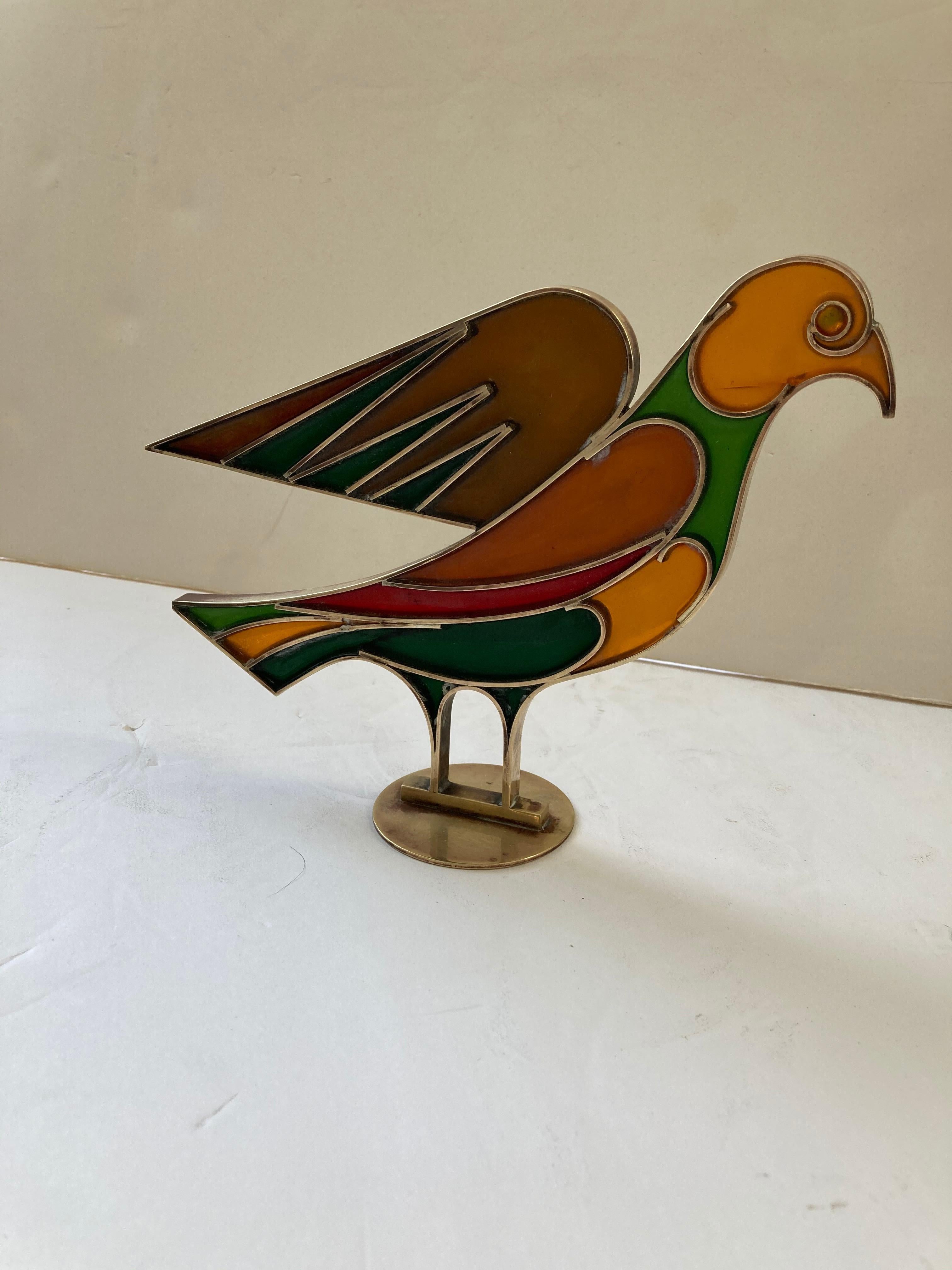 Mid-20th Century Werkstatte Hagenauer Wien, Dove/Bird, Resin/Brass, Sculpture, Signed