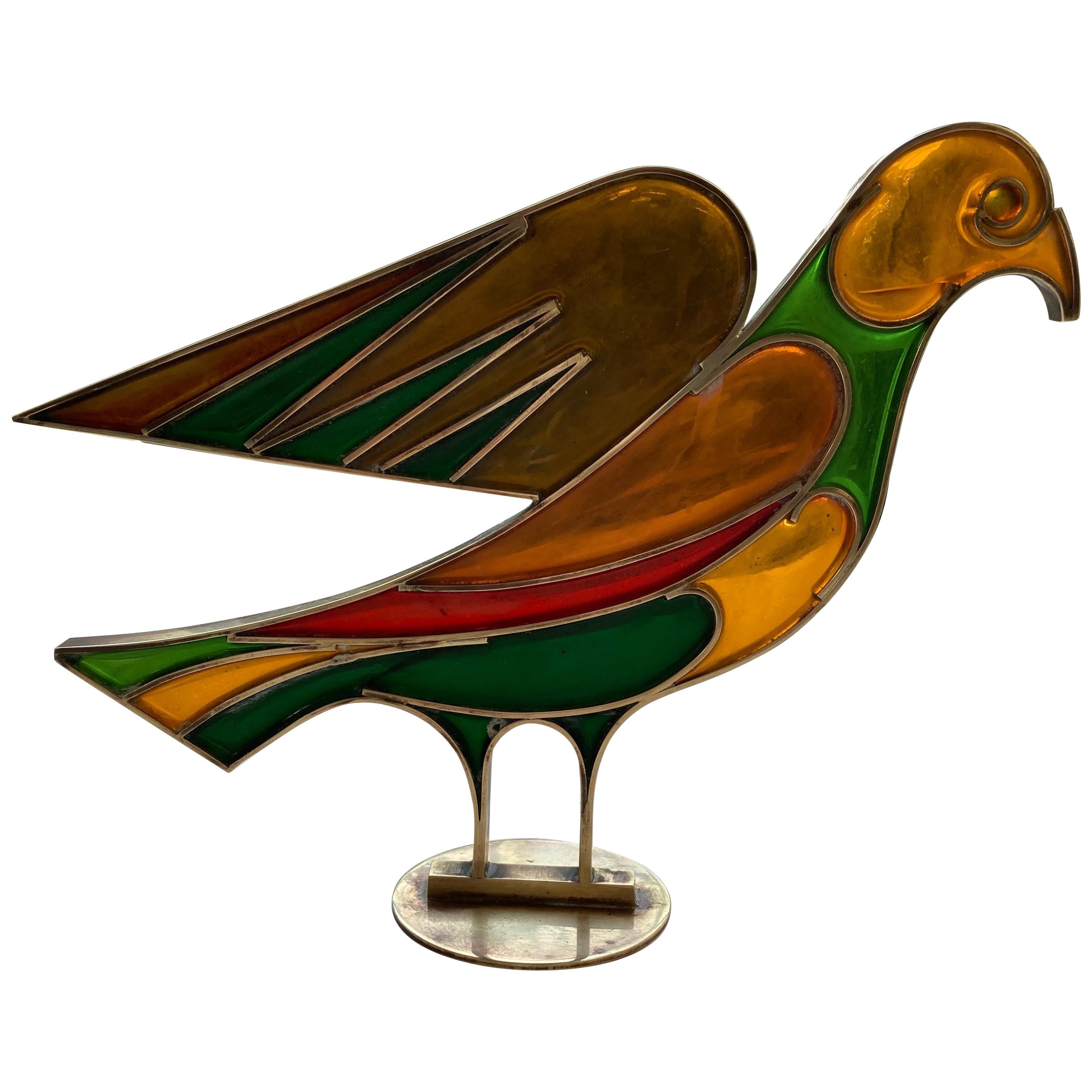 Werkstatte Hagenauer Wien, Dove/Bird, Resin/Brass, Sculpture, Signed