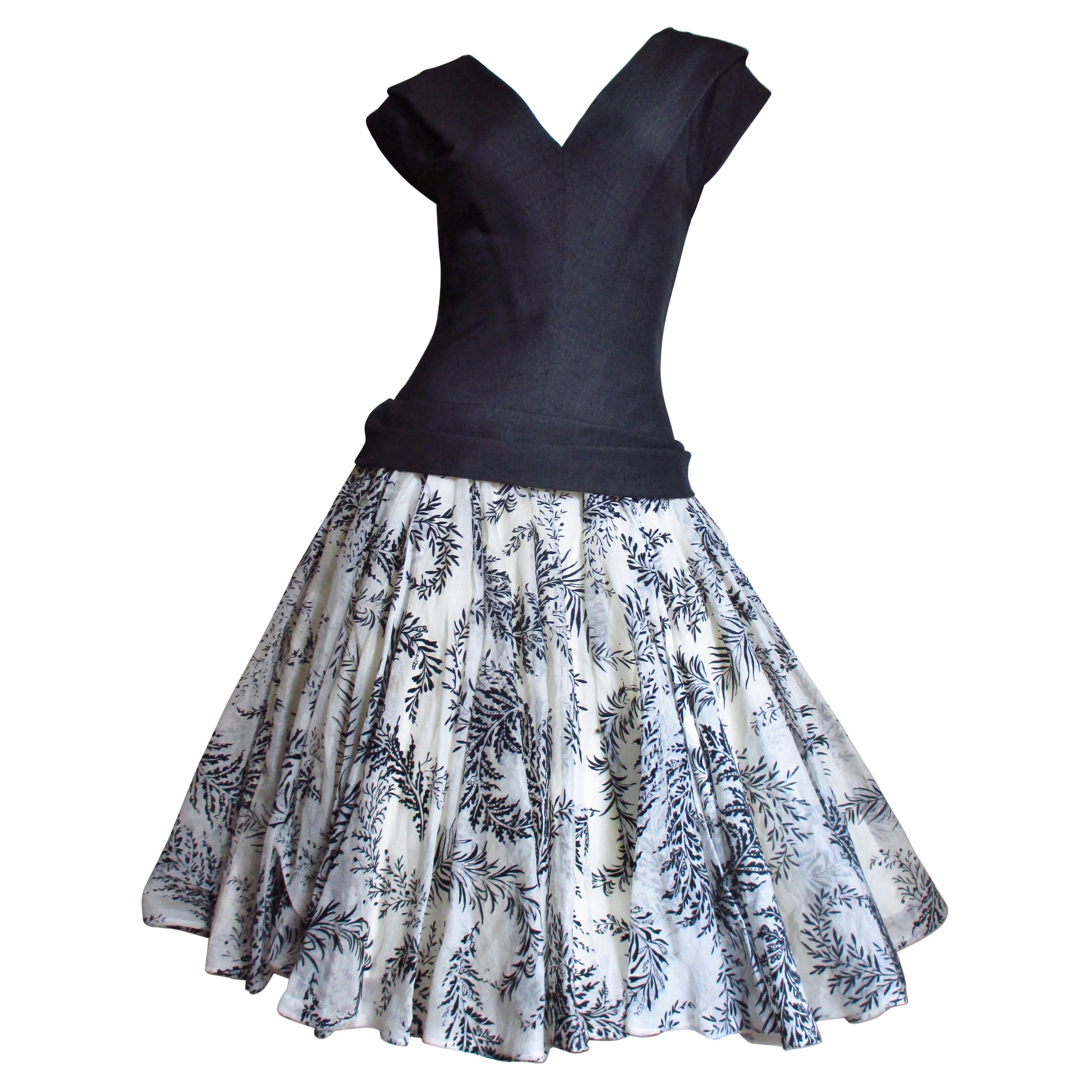 Werle 1950s Silk Dress with Full Skirt