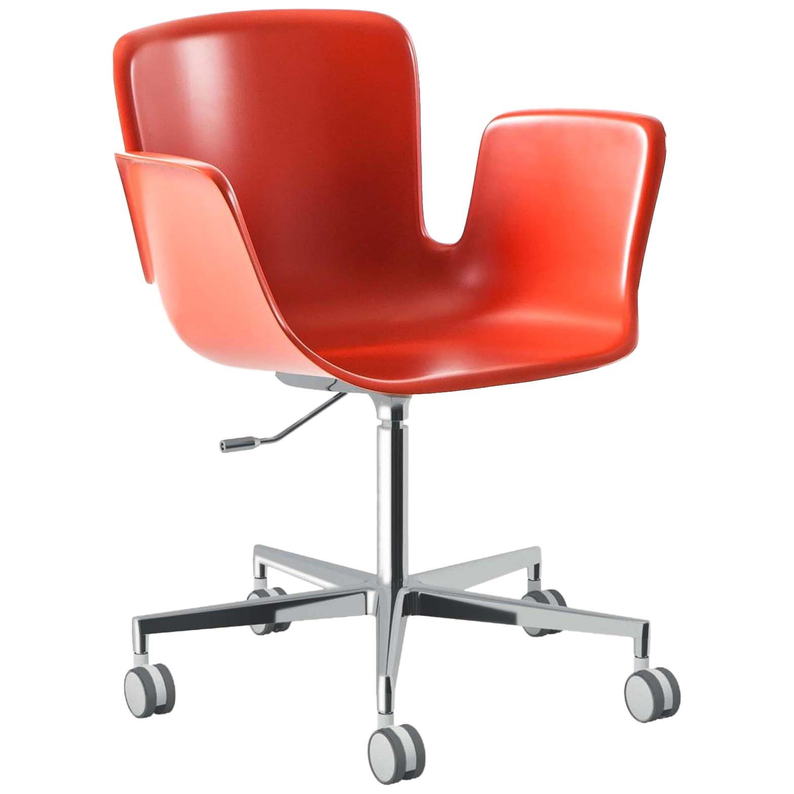 For Sale: Orange (Vermillion RAL 2002) Werner Aisslinger Juli Plastic Chair in Polished Aluminum for Cappellini