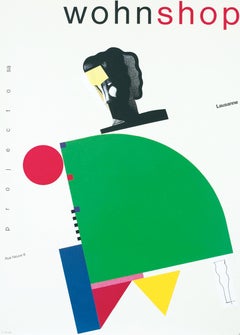 "Wohnshop" Hand-signed Original Swiss Design Poster