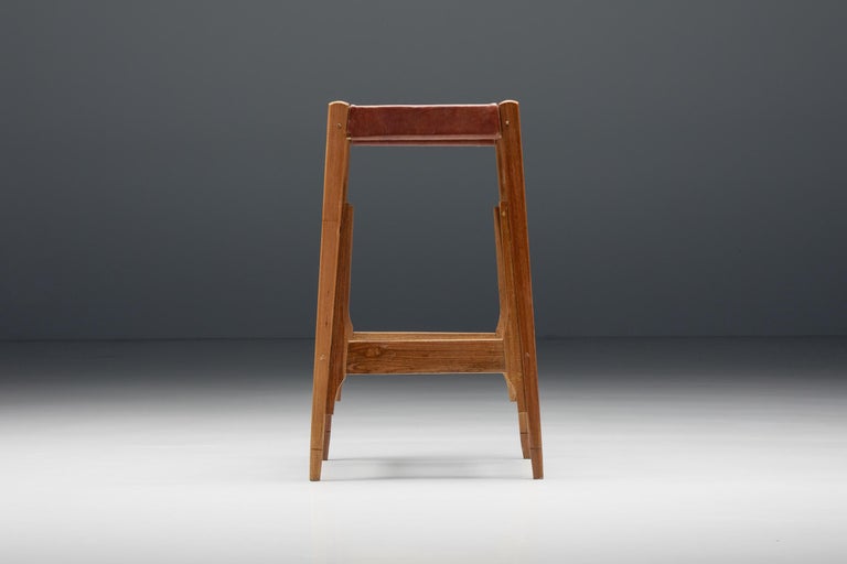 Werner Biermann for Arte Sano Bar Stools, Hand-Tanned Leather, Colombia, 1960's For Sale 1