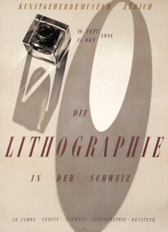 Swiss Lithography Exhibition - Original Vintage Werner Bischof Poster 1940s