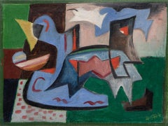 Pittura ad olio astratta del 1944 di Werner Drewes, capolavoro della modernità di metà secolo